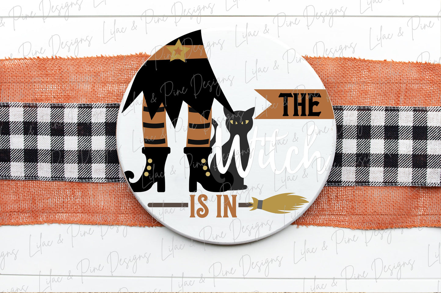 Halloween sign SVG, The Witch is In sign SVG, Halloween door hanger SVG, Witch welcome sign, black cat svg, Glowforge Svg, laser cut file