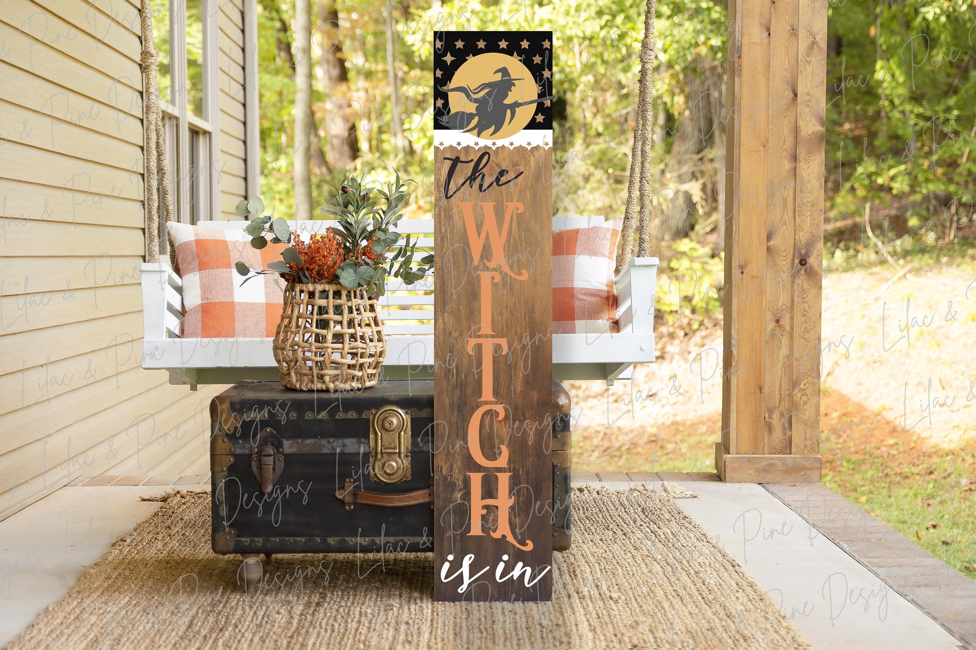 Halloween welcome sign SVG, Witch porch sign SVG, the witch is in vertical sign SVG, Halloween porch decor, Glowforge Svg, laser cut file