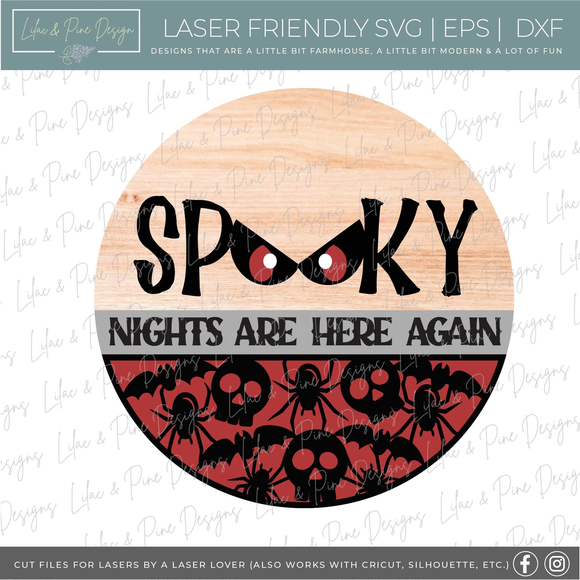 Halloween sign SVG, Halloween door hanger SVG, Spooky welcome sign svg, Halloween decor svg, round sign svg, Glowforge Svg, laser cut file