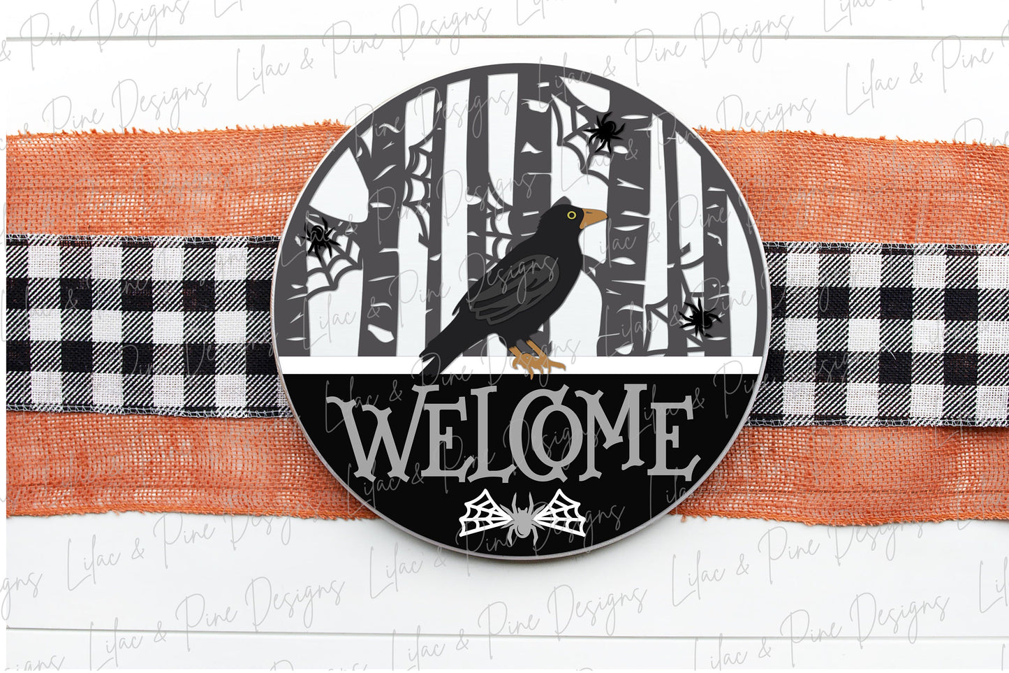 Halloween crow sign, Halloween door hanger SVG, Spooky forest welcome sign SVG, Halloween decor, raven svg, Glowforge Svg, laser cut file