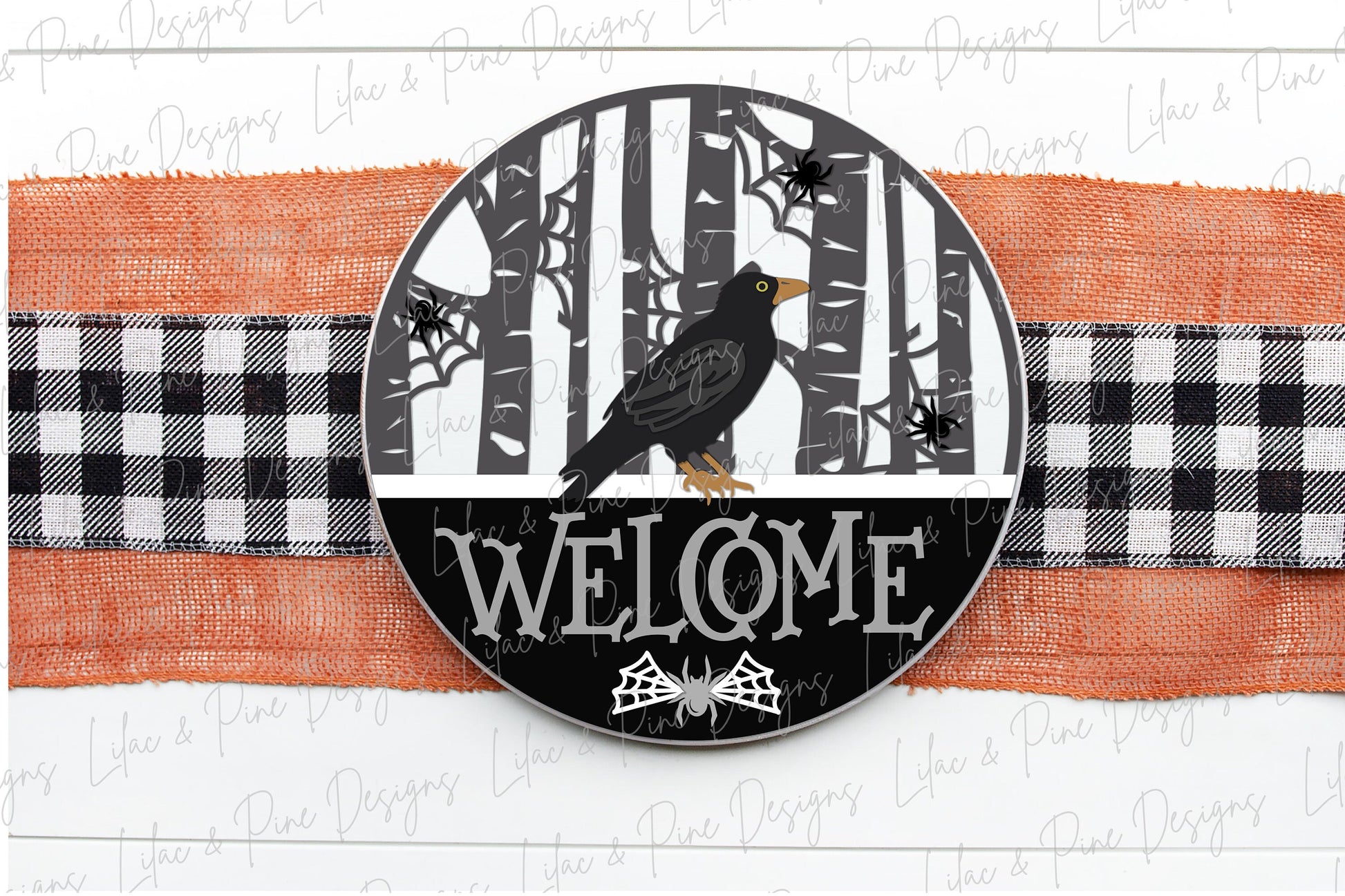 Halloween crow sign, Halloween door hanger SVG, Spooky forest welcome sign SVG, Halloween decor, raven svg, Glowforge Svg, laser cut file