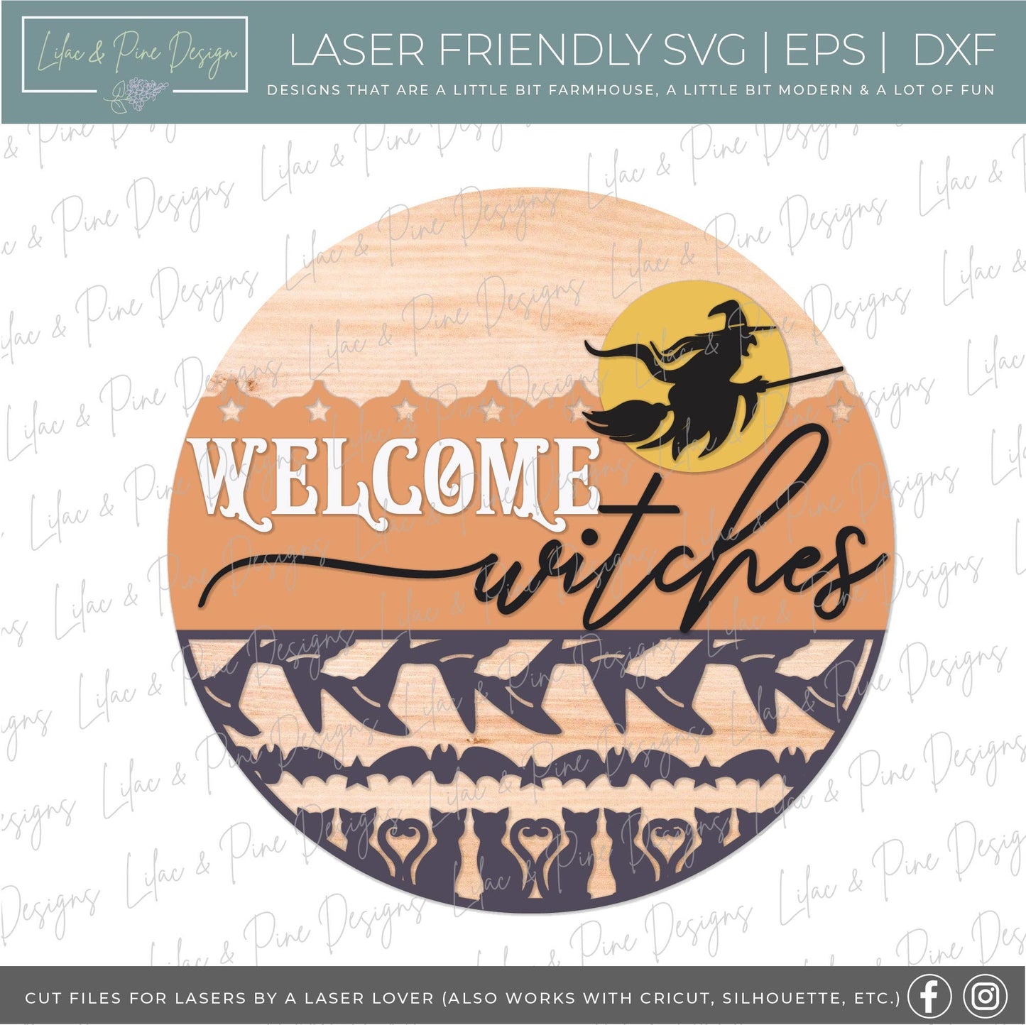 Welcome Witches sign, Halloween door hanger, Witch welcome sign SVG, Witch door hanger SVG, Halloween decor, Glowforge Svg, laser cut file