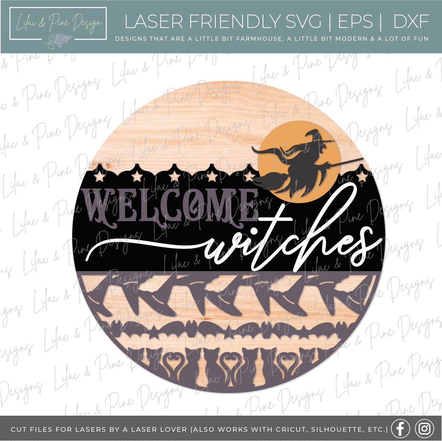 Welcome Witches sign, Halloween door hanger, Witch welcome sign SVG, Witch door hanger SVG, Halloween decor, Glowforge Svg, laser cut file