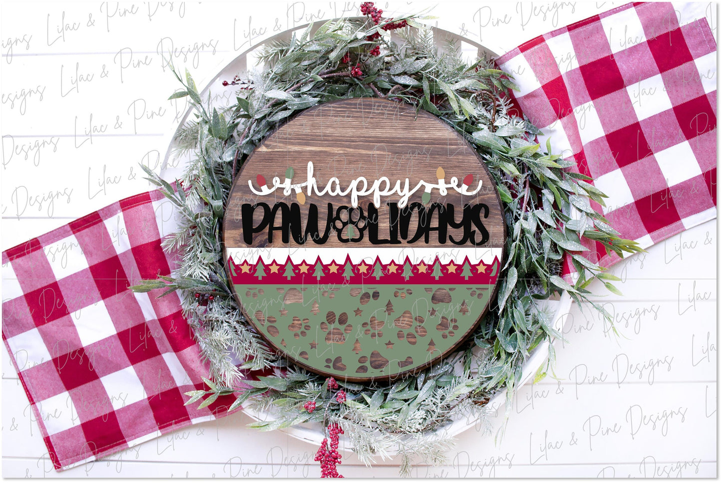 Christmas sign SVG, Happy Pawlidays SVG, Christmas door hanger, Christmas welcome sign SVG, Pet lover gift, Glowforge Svg, laser cut file