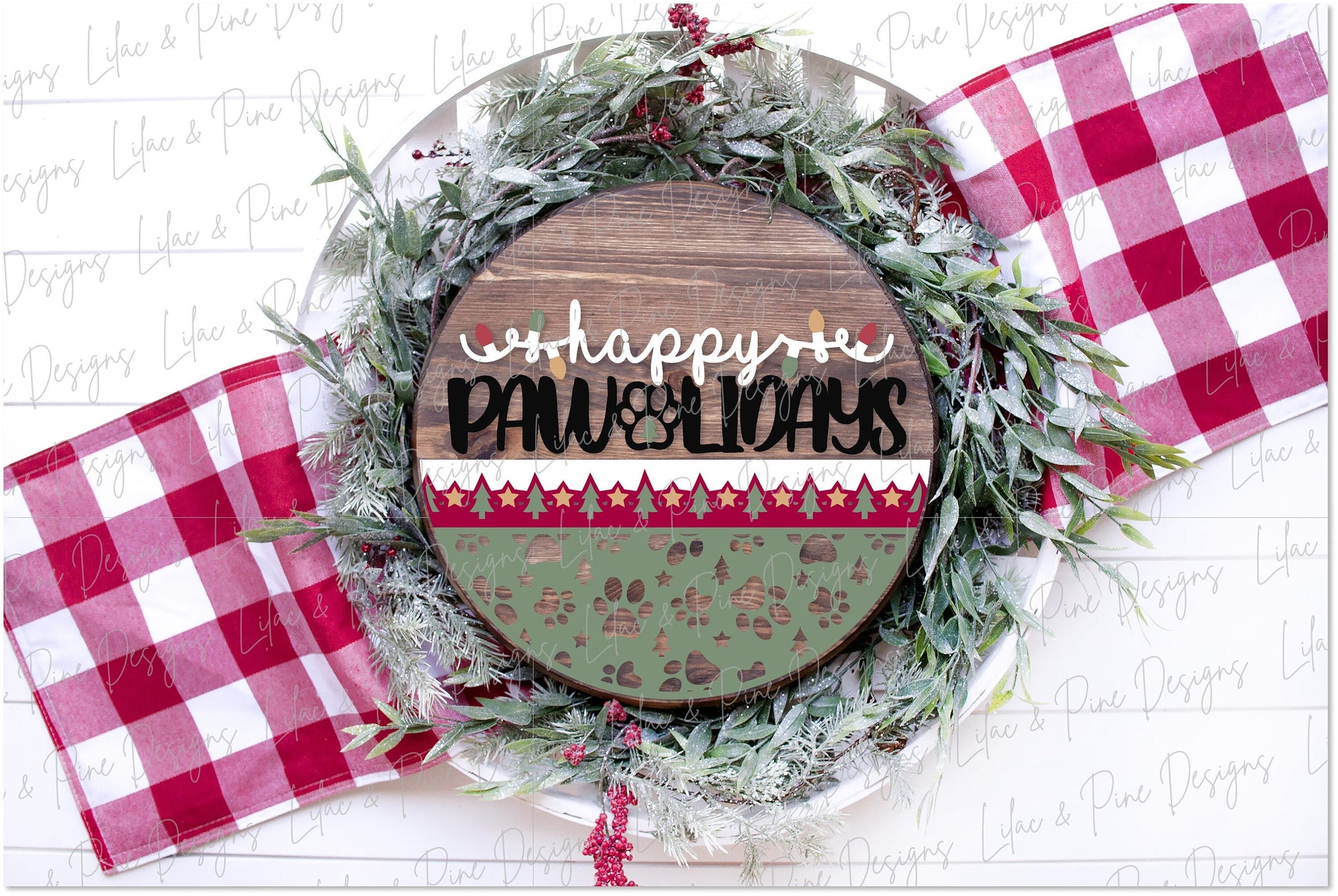 Christmas sign SVG, Happy Pawlidays SVG, Christmas door hanger, Christmas welcome sign SVG, Pet lover gift, Glowforge Svg, laser cut file