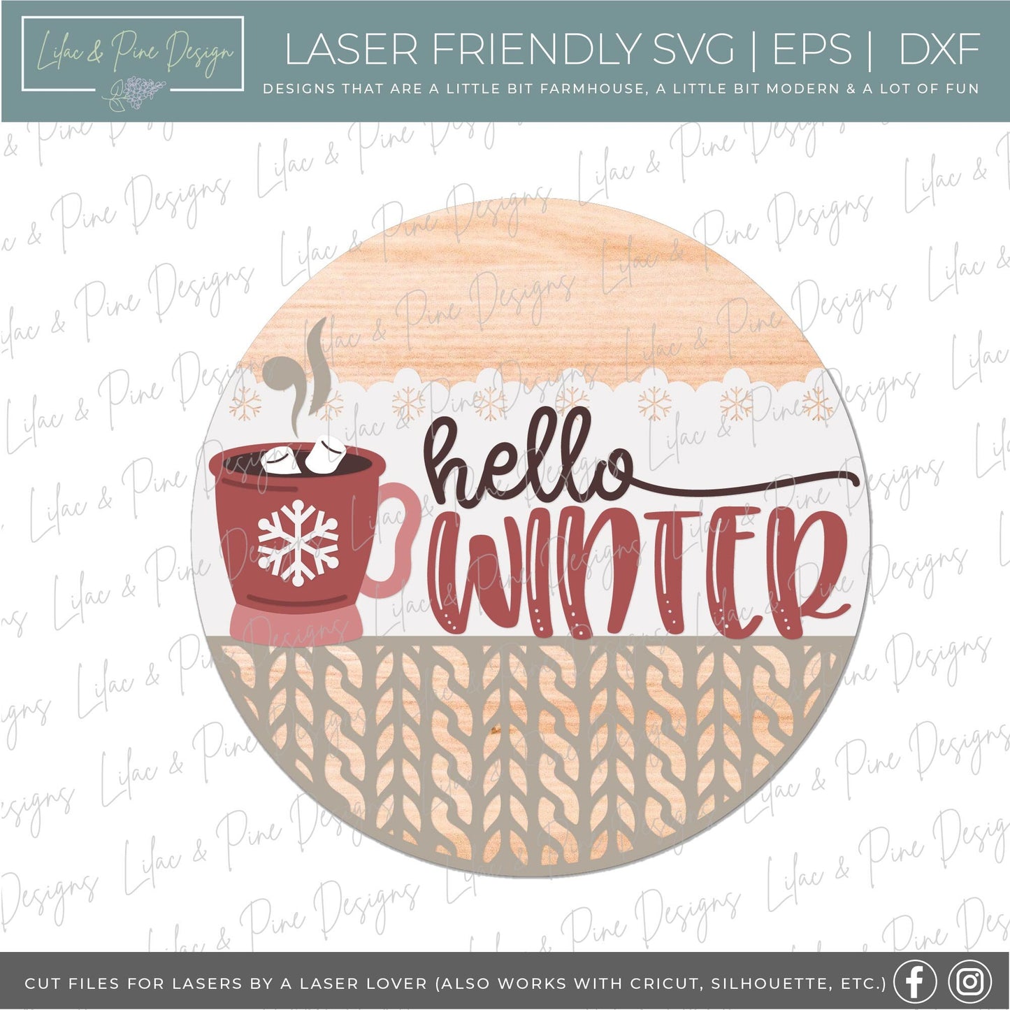 hello Winter sign SVG, Winter door hanger, hot cocoa welcome sign SVG, winter welcome sign SVG, cozy winter, Glowforge Svg, laser cut file