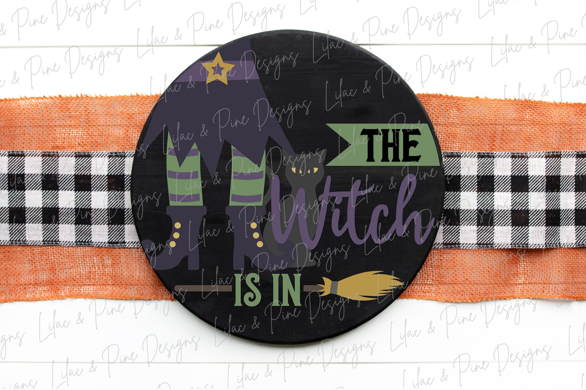 Halloween sign SVG, The Witch is In sign SVG, Halloween door hanger SVG, Witch welcome sign, black cat svg, Glowforge Svg, laser cut file