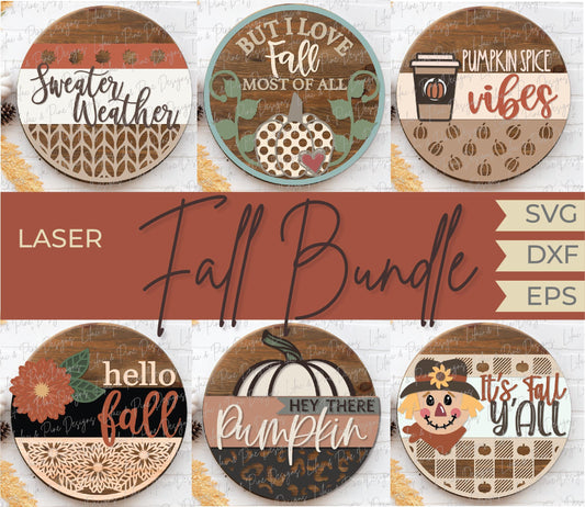Fall welcome sign bundle, fall door hanger bundle SVG, pumpkin spice SVG, scarecrow svg, fall decor svg, Glowforge Svg, laser cut file