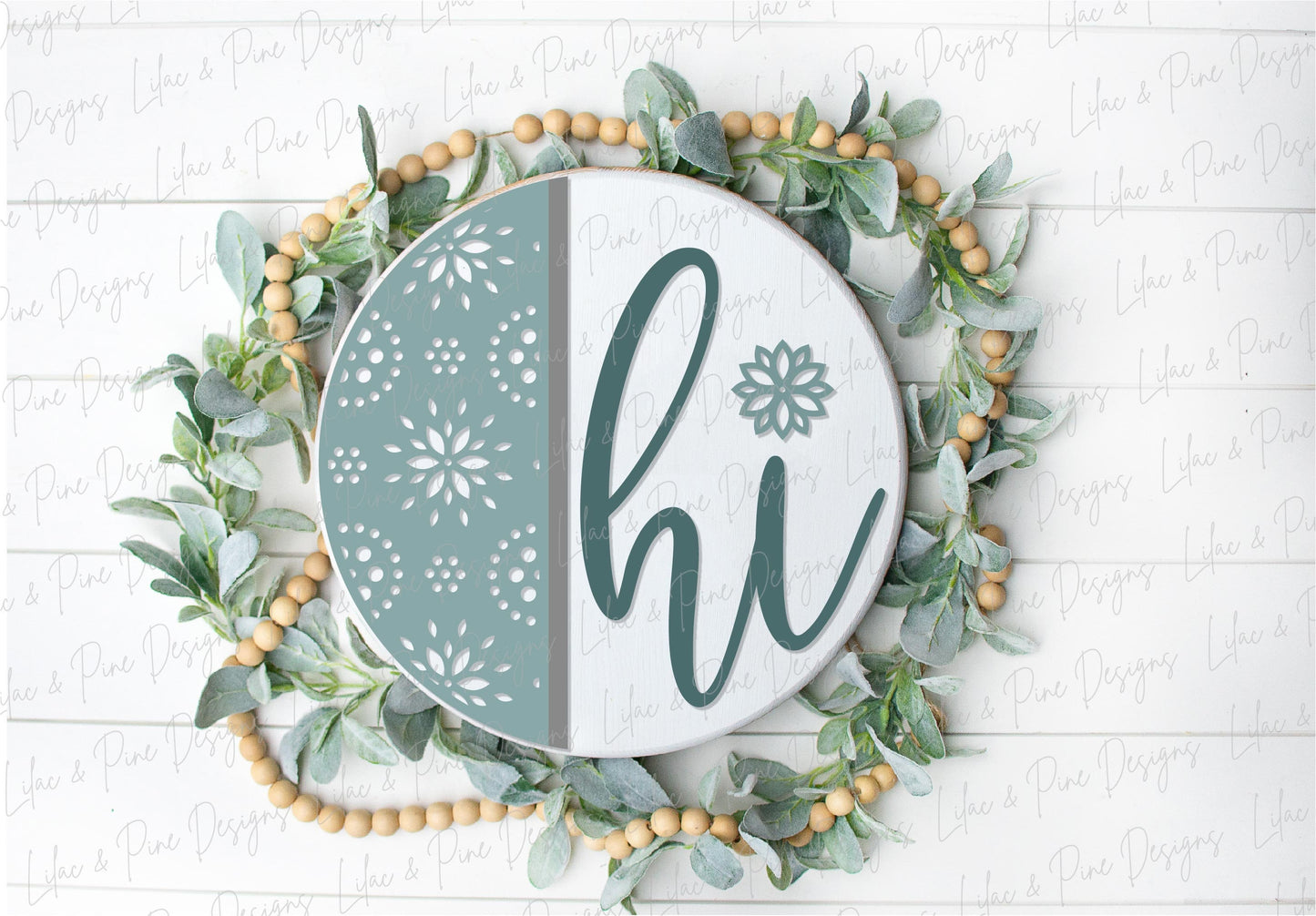 hi door sign SVG, Floral door hanger, Welcome sign SVG, floral pattern welcome sign SVG, porch sign svg, Glowforge svg file, laser cut file