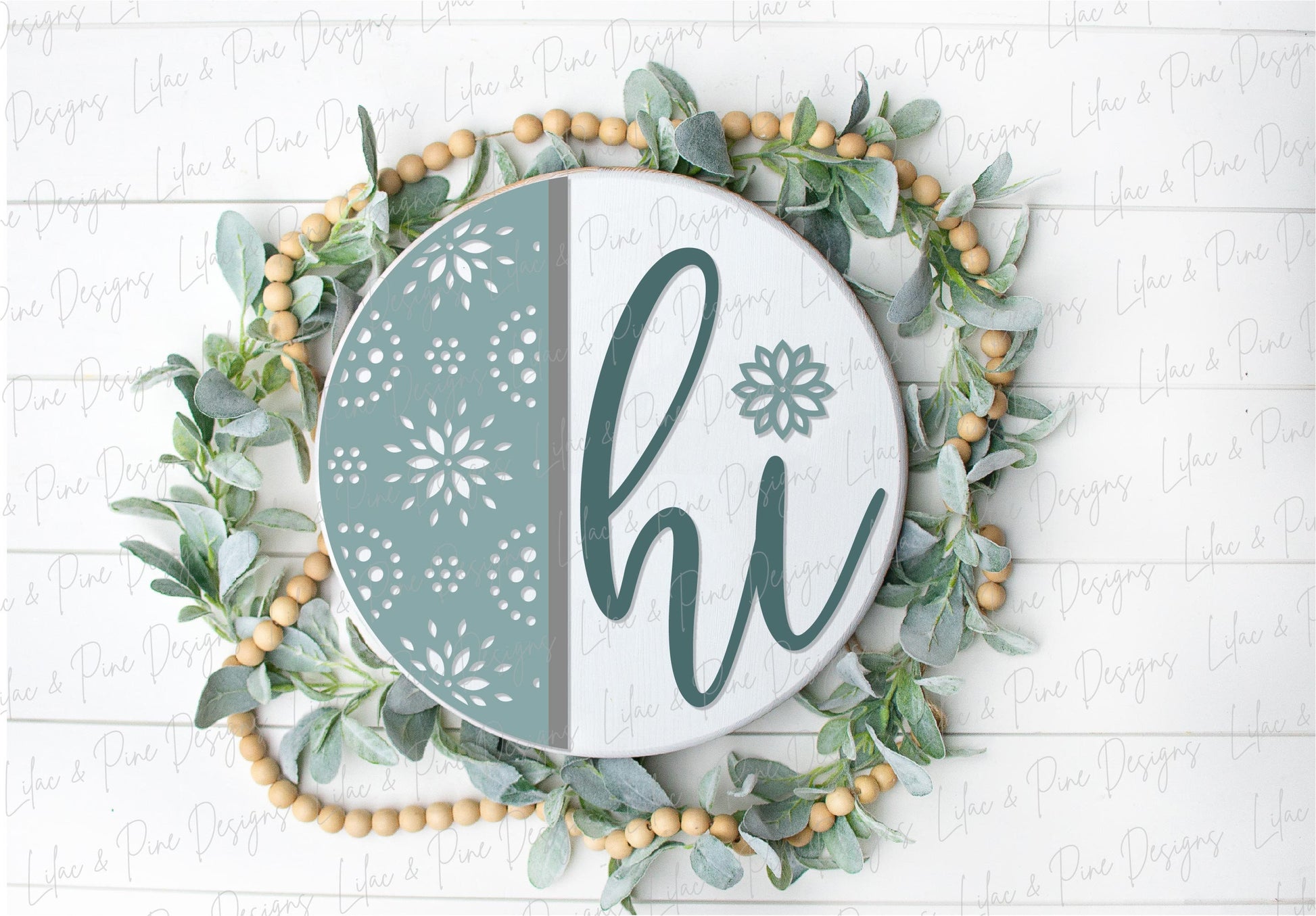 hi door sign SVG, Floral door hanger, Welcome sign SVG, floral pattern welcome sign SVG, porch sign svg, Glowforge svg file, laser cut file