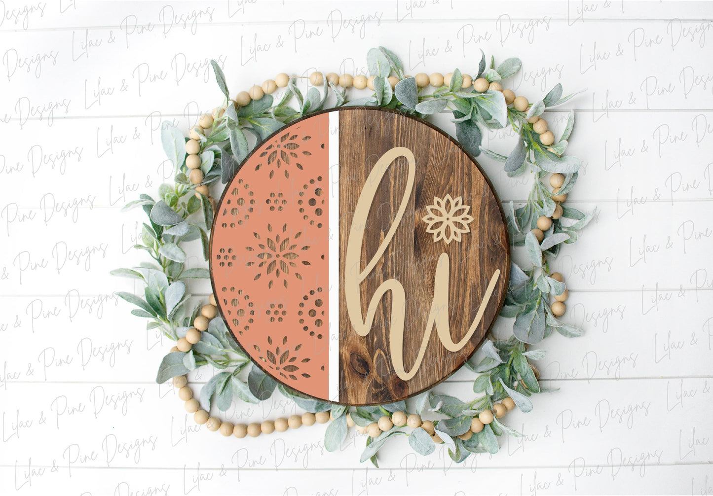 hi door sign SVG, Floral door hanger, Welcome sign SVG, floral pattern welcome sign SVG, porch sign svg, Glowforge svg file, laser cut file
