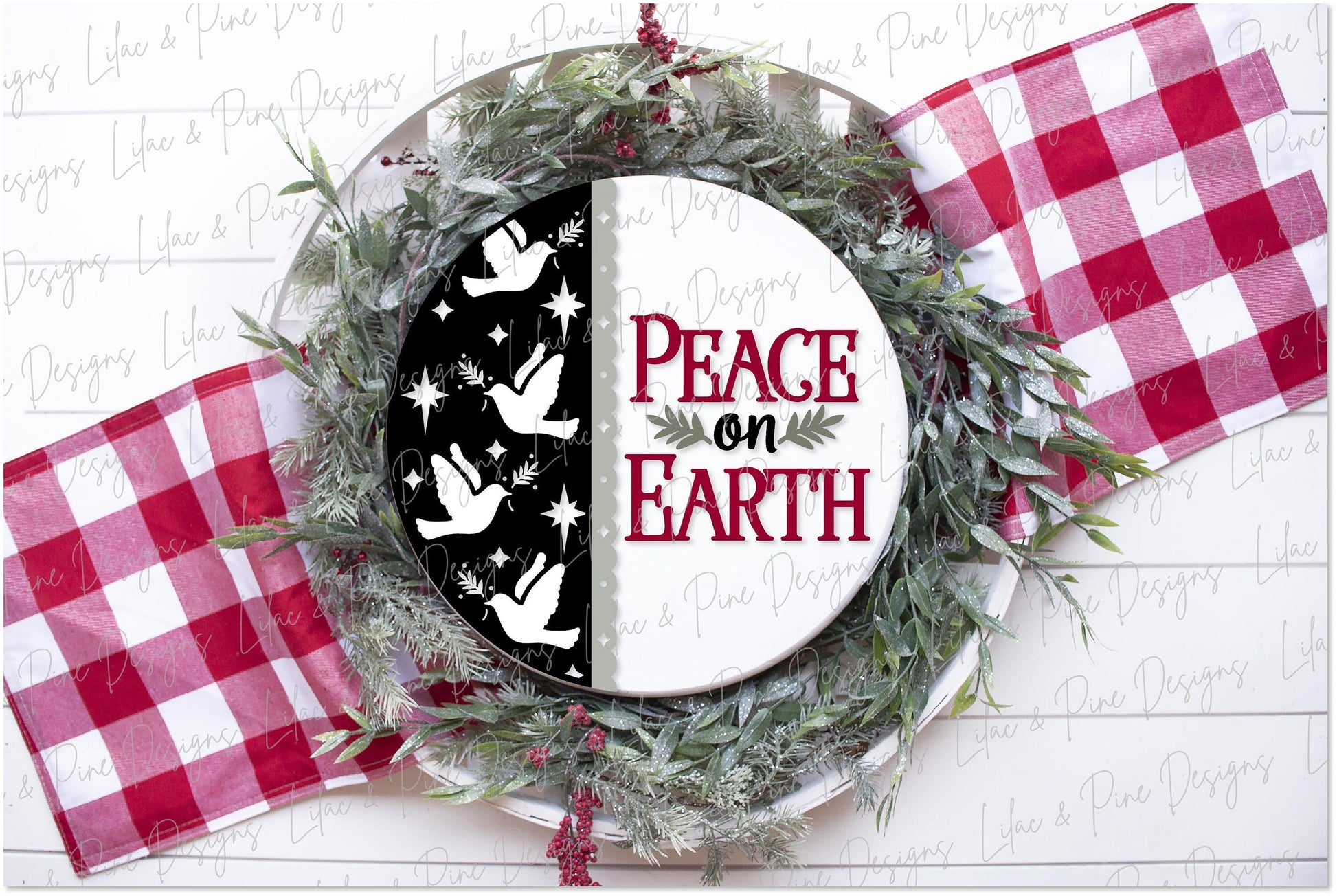 Christmas door hanger SVG, Peace on Earth sign SVG, Dove sign SVG, Christmas decor svg, Christian decor, Glowforge Svg, laser cut file