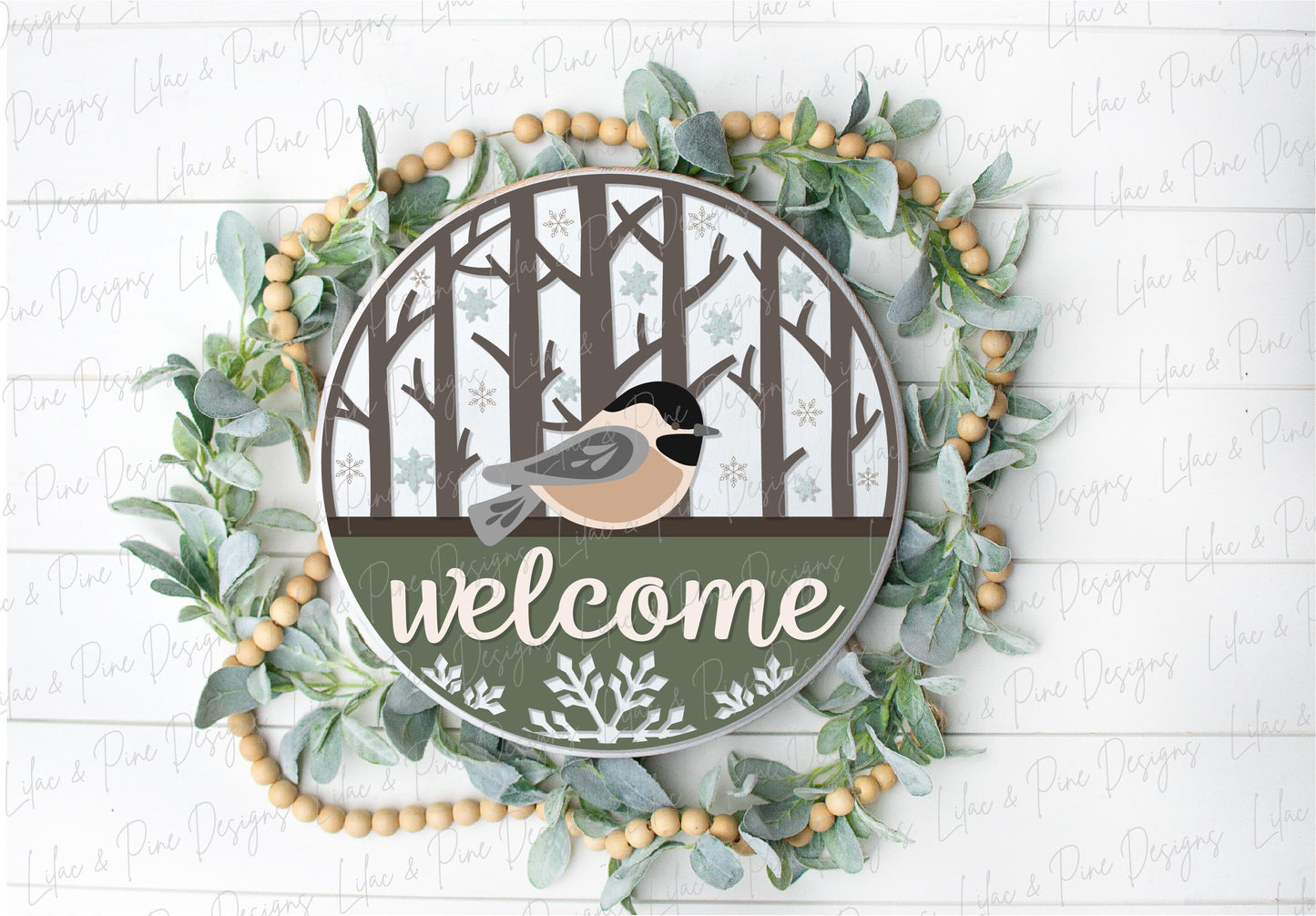 Chickadee Welcome SVG, Winter welcome sign SVG, Christmas door hanger SVG, Winter door hanger, snow bird svg, Glowforge Svg, laser cut file