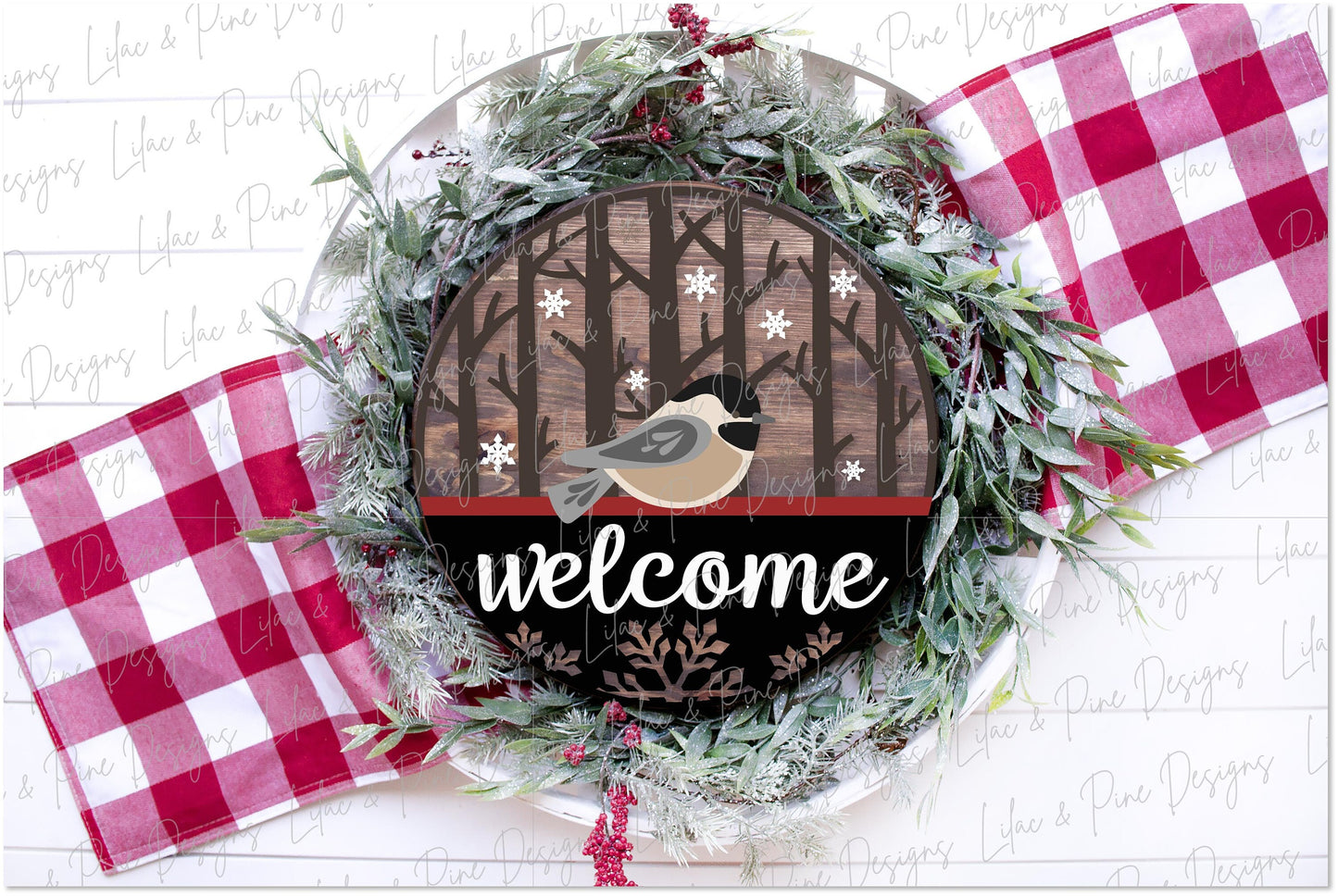 Chickadee Welcome SVG, Winter welcome sign SVG, Christmas door hanger SVG, Winter door hanger, snow bird svg, Glowforge Svg, laser cut file