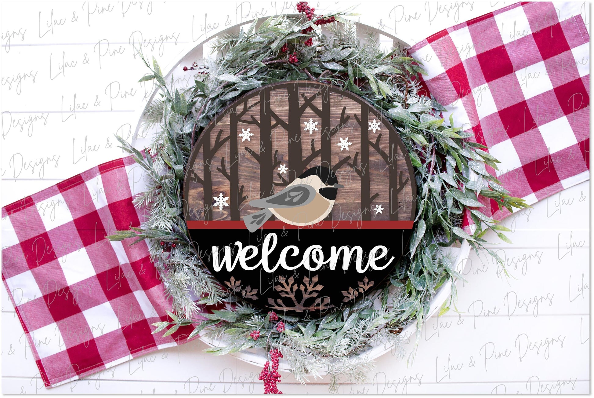 Chickadee Welcome SVG, Winter welcome sign SVG, Christmas door hanger SVG, Winter door hanger, snow bird svg, Glowforge Svg, laser cut file