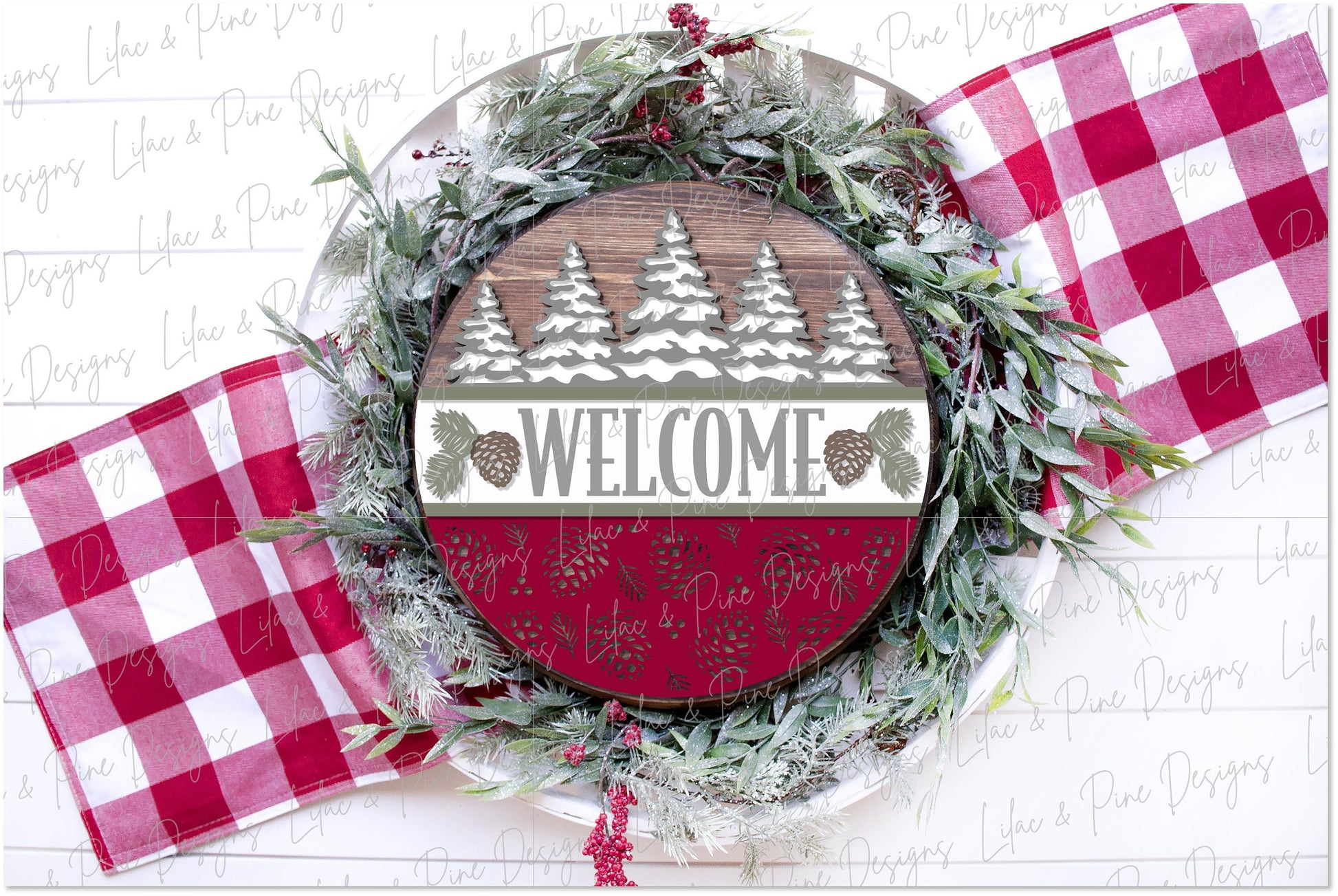 Christmas Welcome SVG, Winter welcome sign, Winter door hanger SVG, Forest door hanger, rustic winter sign, Glowforge Svg, laser cut file