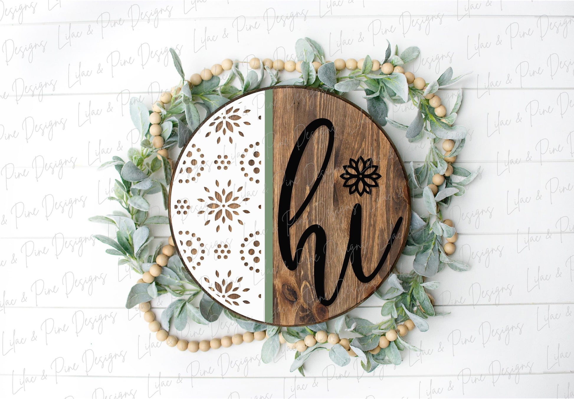 hi door sign SVG, Floral door hanger, Welcome sign SVG, floral pattern welcome sign SVG, porch sign svg, Glowforge svg file, laser cut file