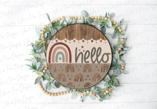 boho rainbow sign SVG, boho door hanger, rainbow welcome sign SVG, boho Welcome sign SVG, porch sign svg, Glowforge Svg, laser cut file