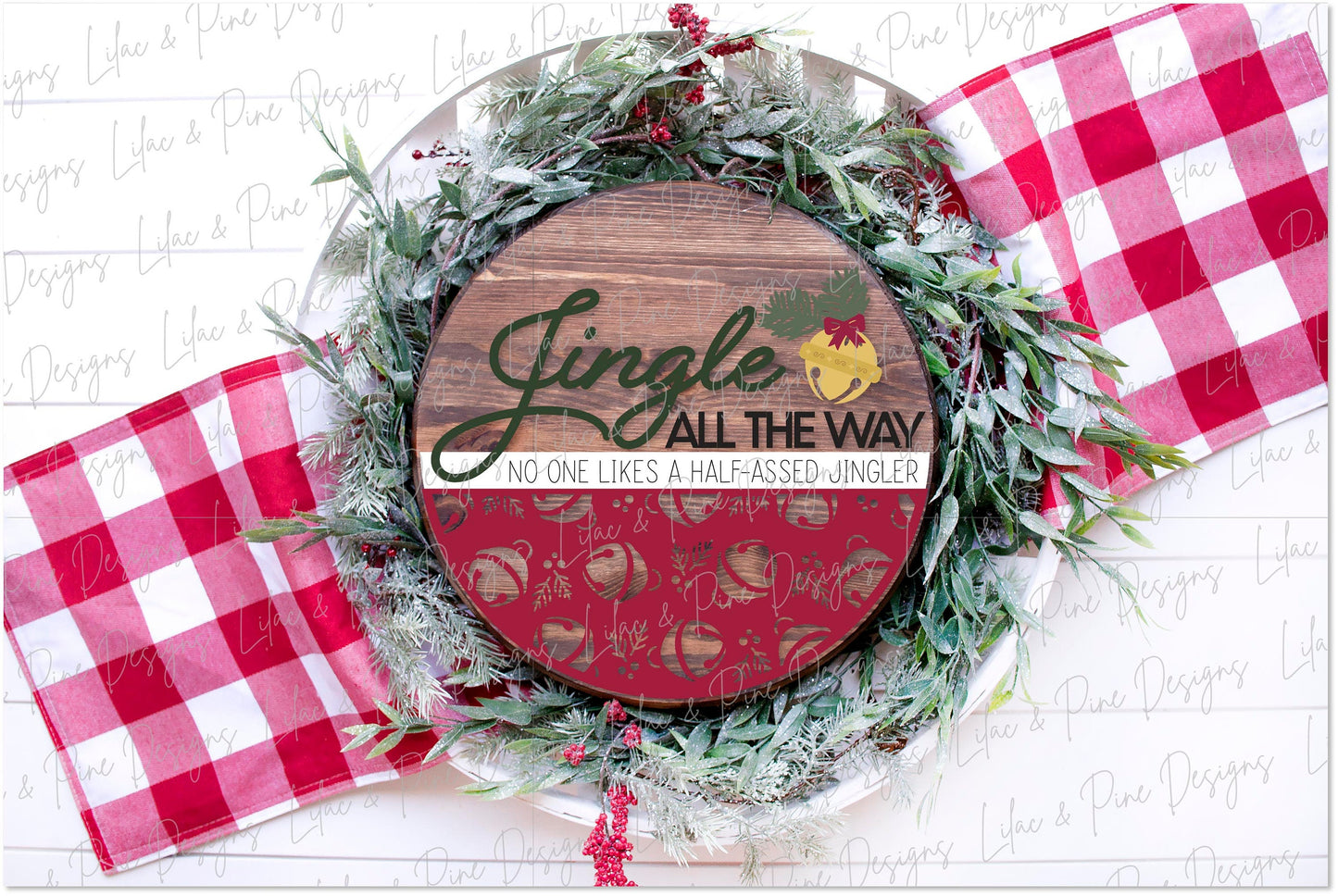 Jingle All the Way sign SVG, Christmas welcome sign SVG, Christmas door hanger SVG, Funny Christmas sign, Glowforge Svg, laser cut file