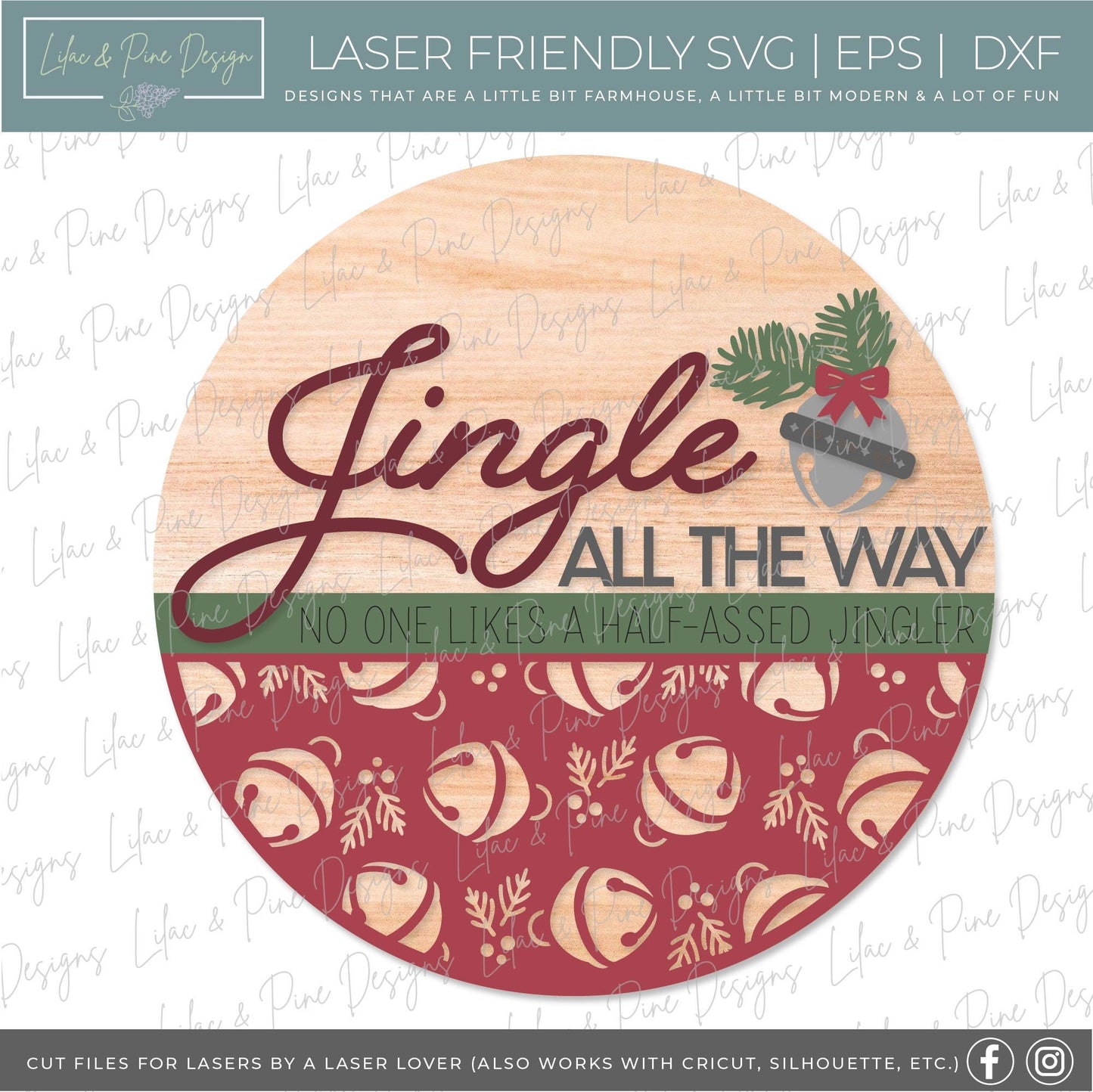 Jingle All the Way sign SVG, Christmas welcome sign SVG, Christmas door hanger SVG, Funny Christmas sign, Glowforge Svg, laser cut file