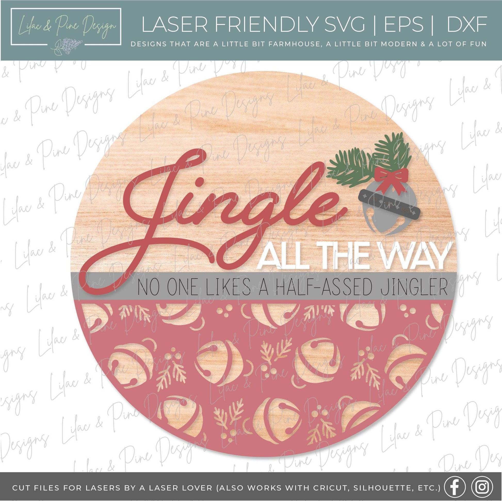 Jingle All the Way sign SVG, Christmas welcome sign SVG, Christmas door hanger SVG, Funny Christmas sign, Glowforge Svg, laser cut file