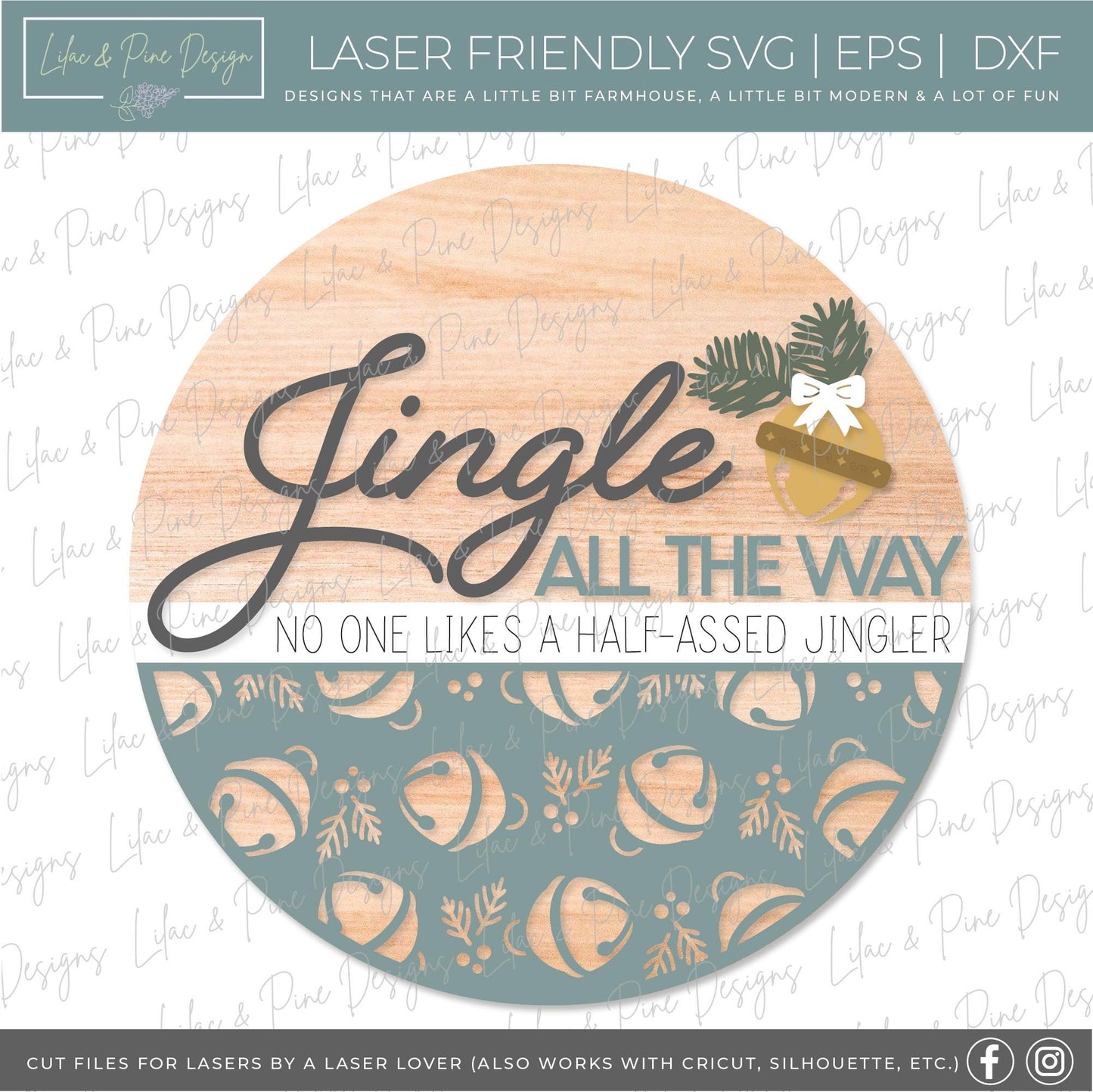 Jingle All the Way sign SVG, Christmas welcome sign SVG, Christmas door hanger SVG, Funny Christmas sign, Glowforge Svg, laser cut file
