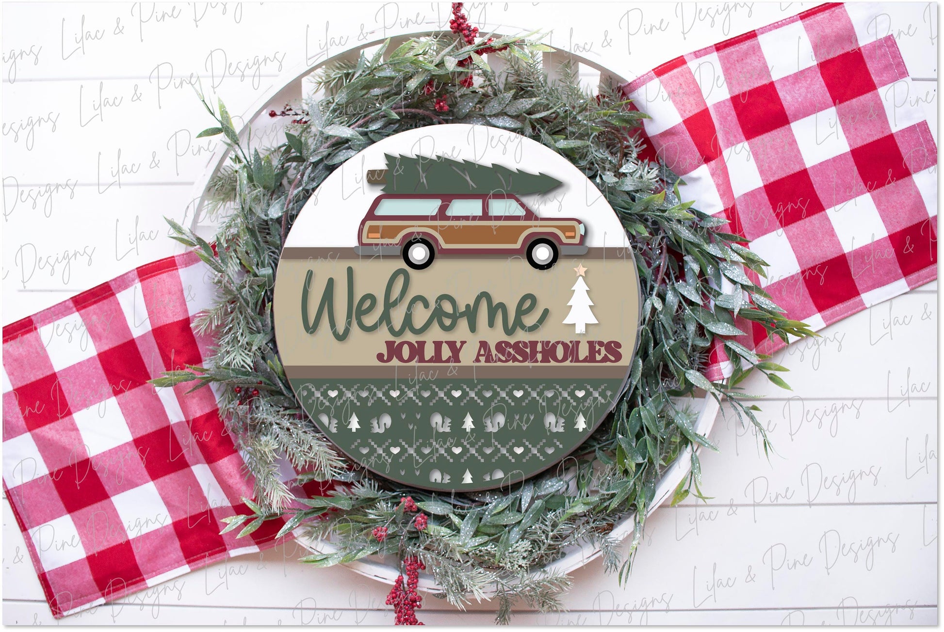 Jolly Assholes sign SVG, Christmas welcome sign SVG, Snarky Christmas door hanger SVG, Funny Christmas sign, Glowforge Svg, laser cut file