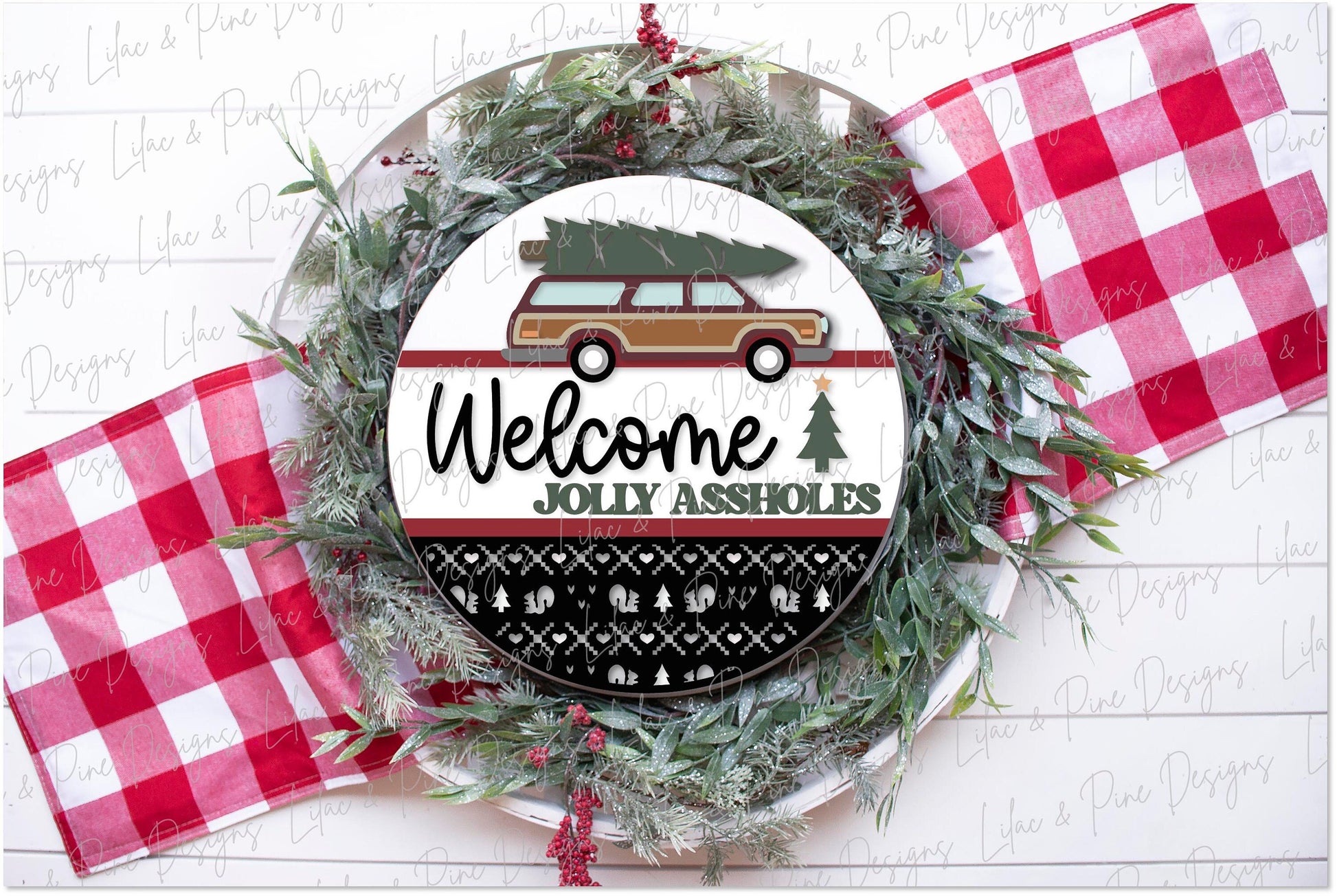 Jolly Assholes sign SVG, Christmas welcome sign SVG, Snarky Christmas door hanger SVG, Funny Christmas sign, Glowforge Svg, laser cut file