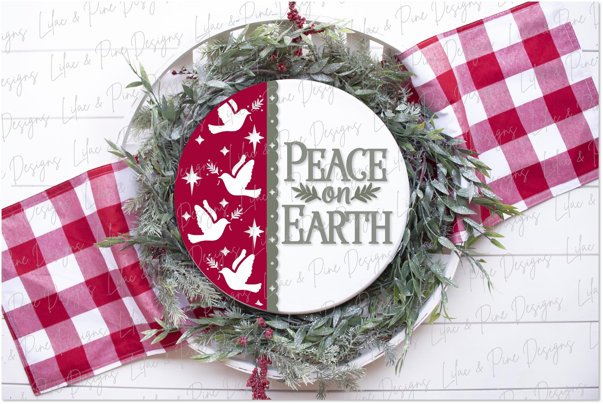 Christmas door hanger SVG, Peace on Earth sign SVG, Dove sign SVG, Christmas decor svg, Christian decor, Glowforge Svg, laser cut file
