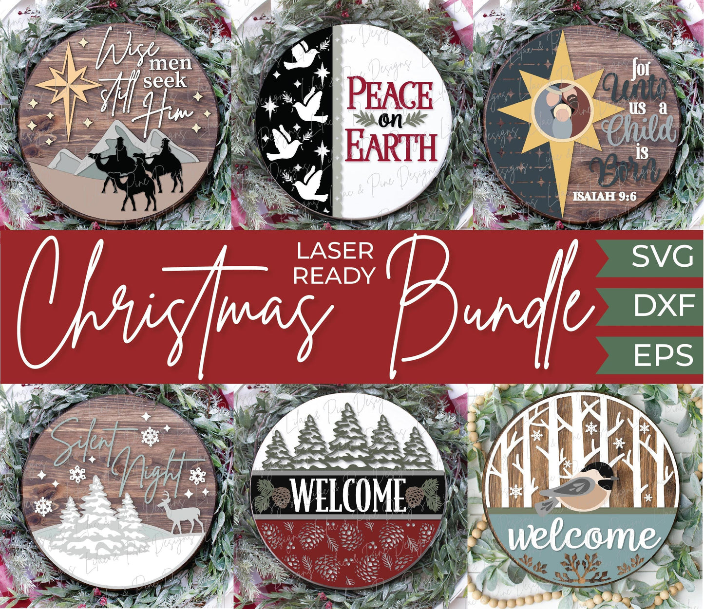 Christmas Door Hanger bundle Svg, Christmas sign Bundle, Winter Welcome Sign SVG, Christmas Sign SVG, Glowforge Svg, laser cut file