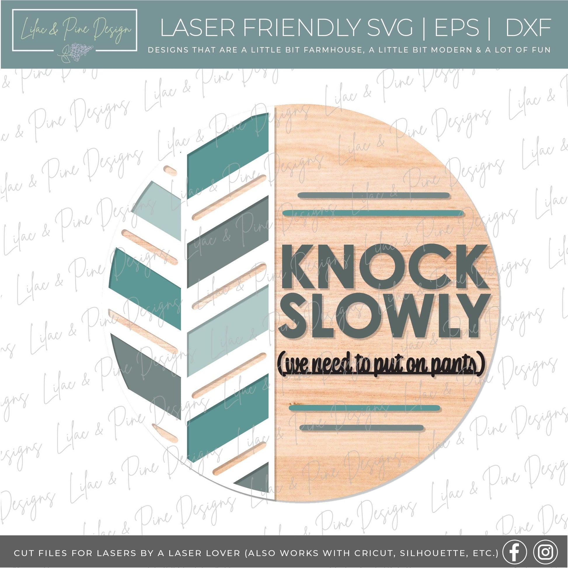 Knock Slowly door hanger, quilt welcome sign SVG, boho door hanger, funny welcome sign svg, porch decor, Glowforge Svg, laser cut file