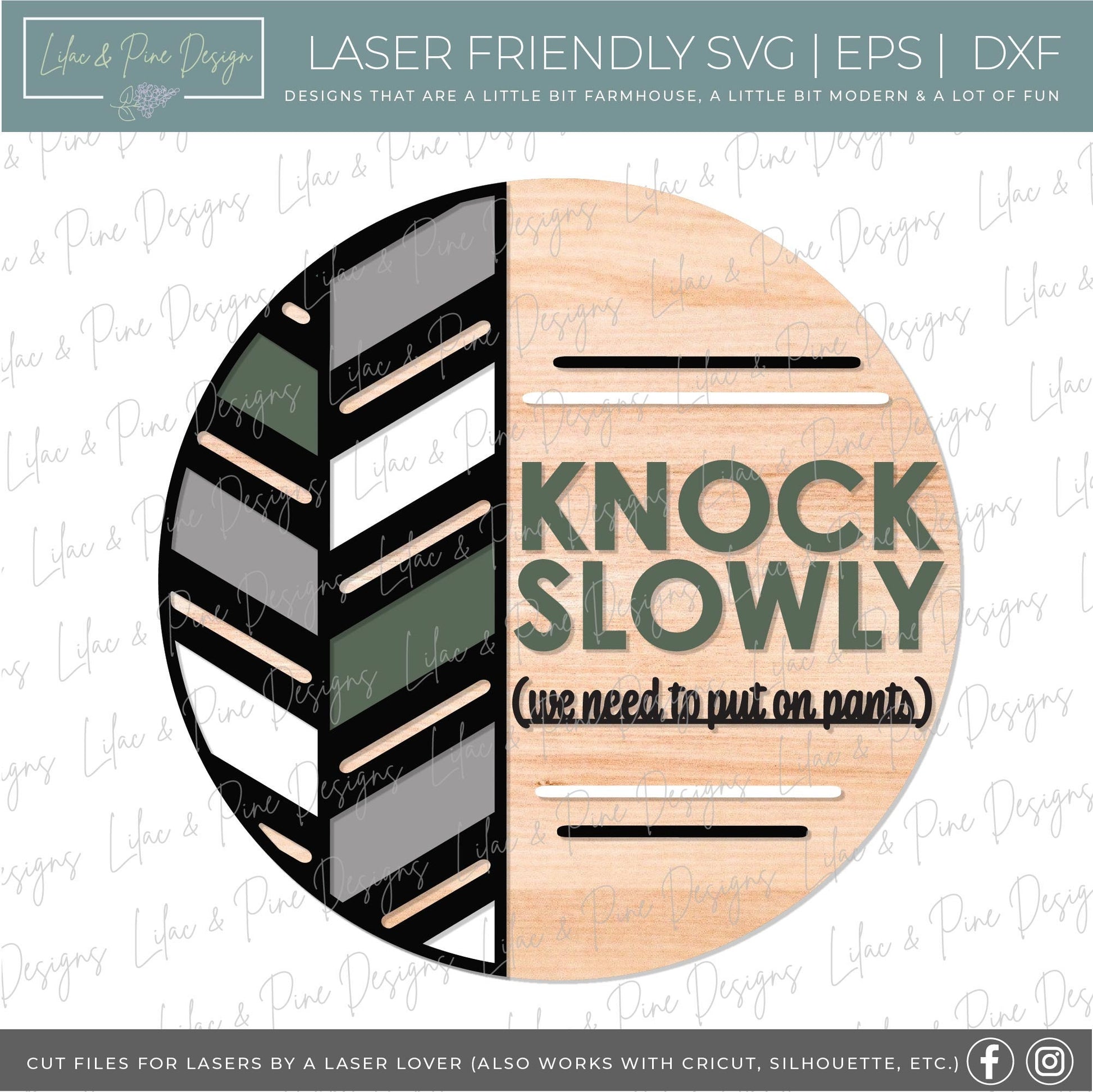Knock Slowly door hanger, quilt welcome sign SVG, boho door hanger, funny welcome sign svg, porch decor, Glowforge Svg, laser cut file