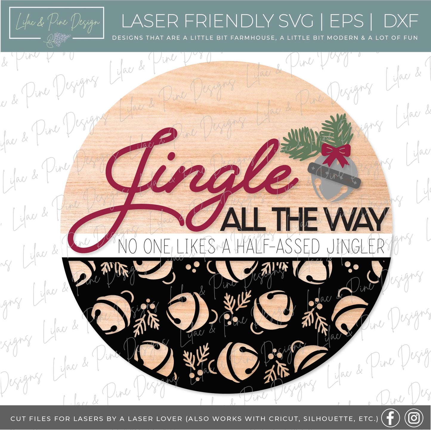 Jingle All the Way sign SVG, Christmas welcome sign SVG, Christmas door hanger SVG, Funny Christmas sign, Glowforge Svg, laser cut file