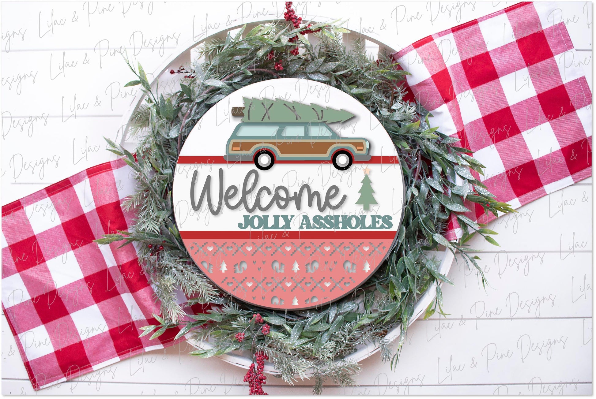 Jolly Assholes sign SVG, Christmas welcome sign SVG, Snarky Christmas door hanger SVG, Funny Christmas sign, Glowforge Svg, laser cut file