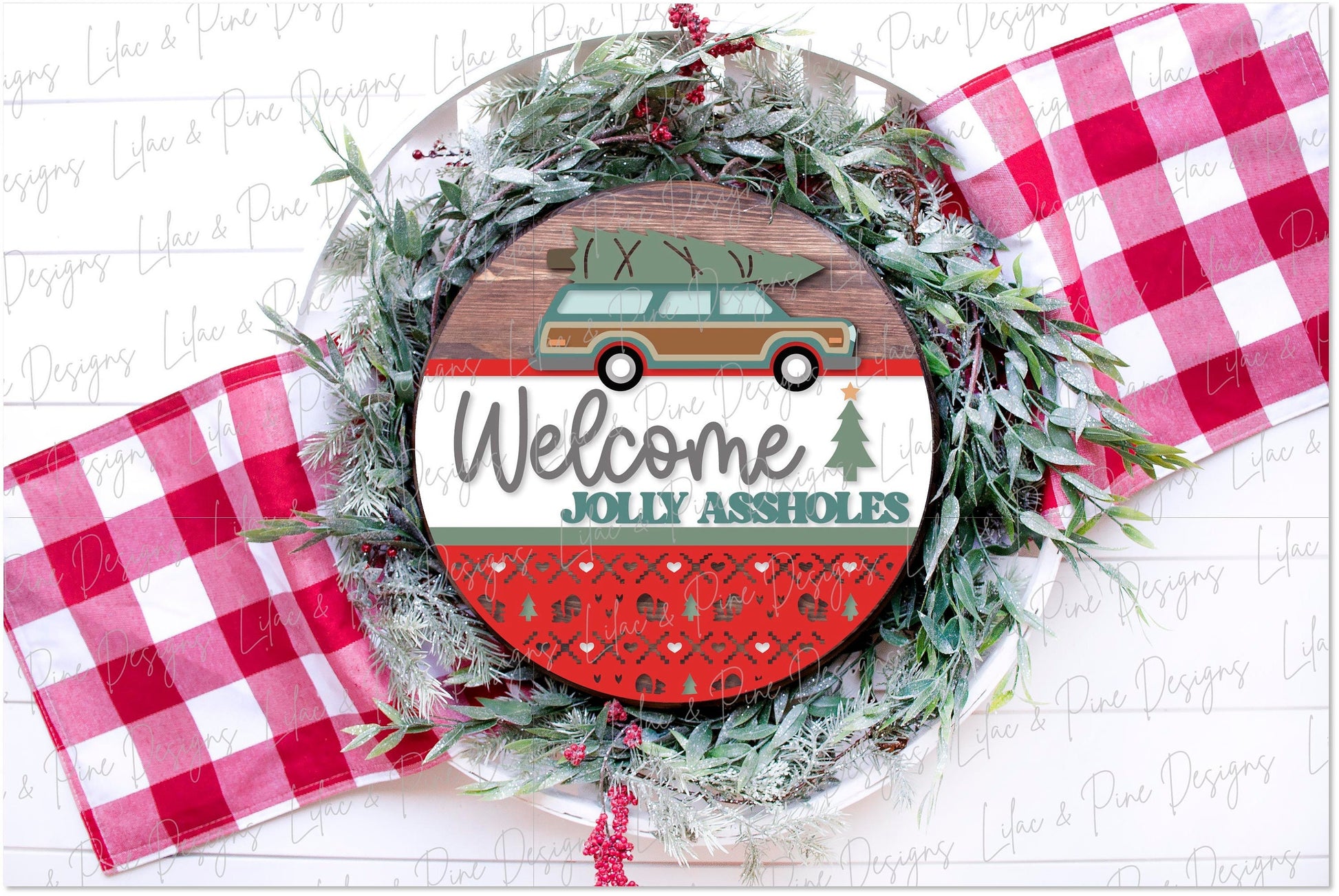 Jolly Assholes sign SVG, Christmas welcome sign SVG, Snarky Christmas door hanger SVG, Funny Christmas sign, Glowforge Svg, laser cut file