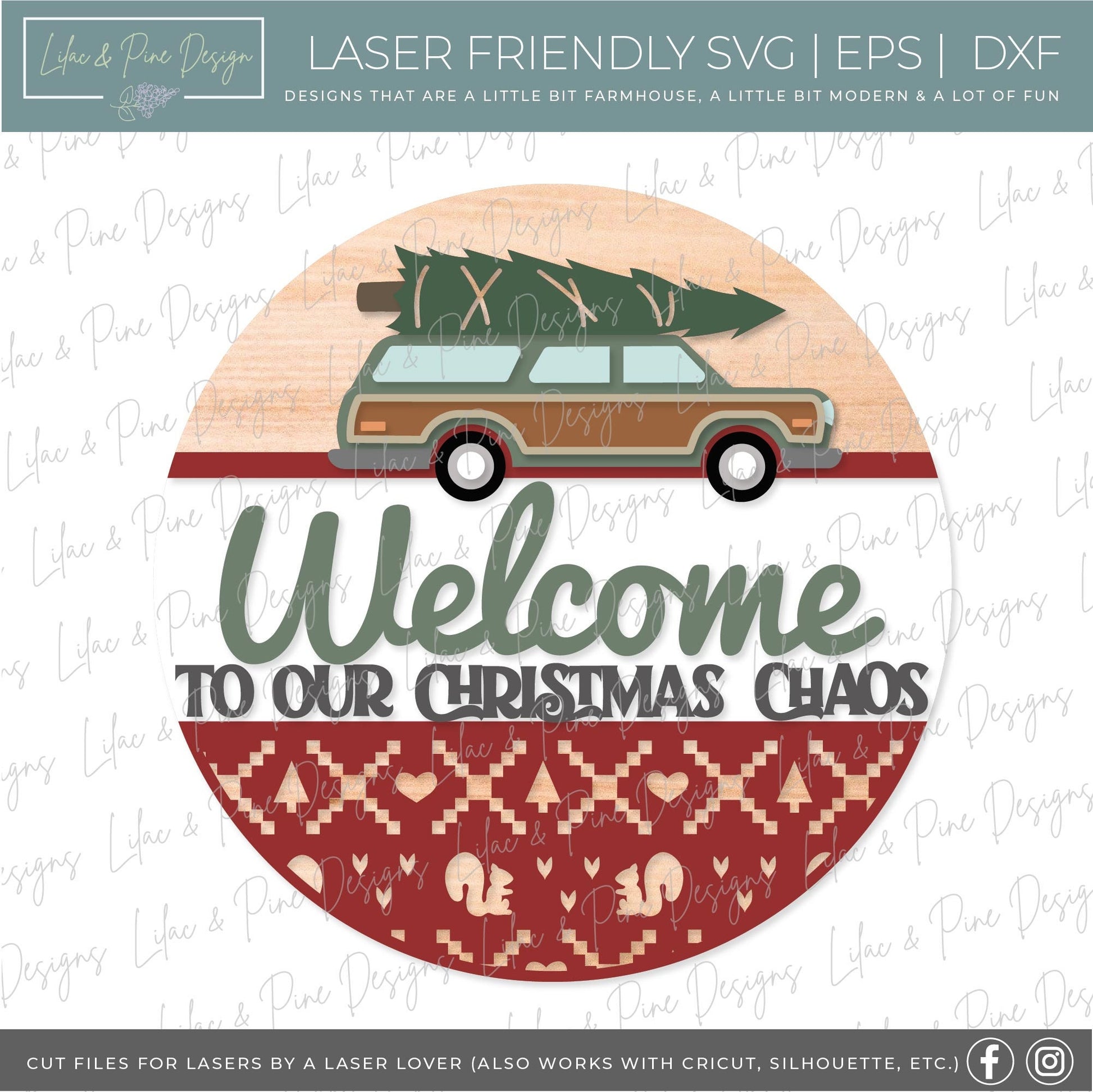 Christmas Chaos sign SVG, Christmas welcome sign SVG, Snarky Christmas door hanger SVG, Funny Christmas sign, Glowforge Svg, laser cut file