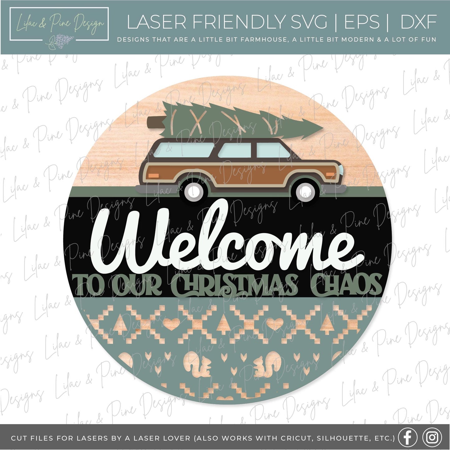 Christmas Chaos sign SVG, Christmas welcome sign SVG, Snarky Christmas door hanger SVG, Funny Christmas sign, Glowforge Svg, laser cut file