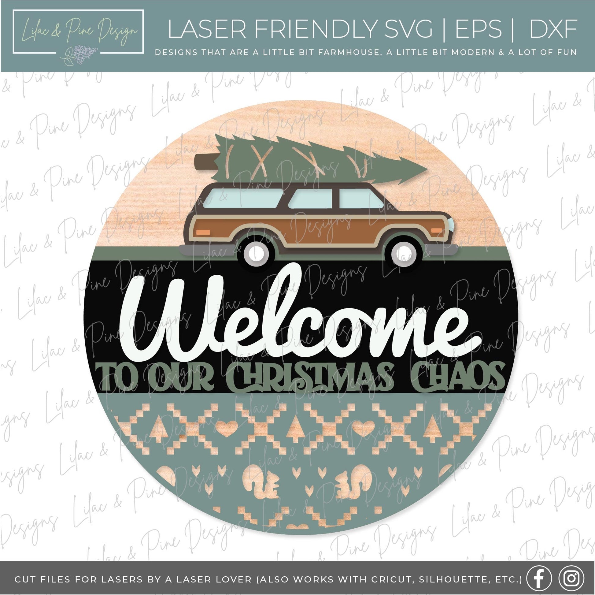 Christmas Chaos sign SVG, Christmas welcome sign SVG, Snarky Christmas door hanger SVG, Funny Christmas sign, Glowforge Svg, laser cut file