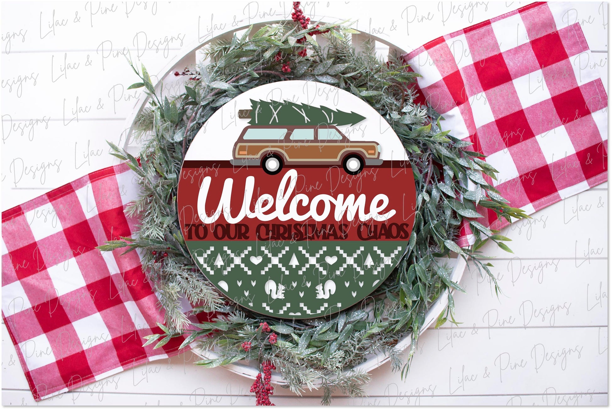 Christmas Chaos sign SVG, Christmas welcome sign SVG, Snarky Christmas door hanger SVG, Funny Christmas sign, Glowforge Svg, laser cut file