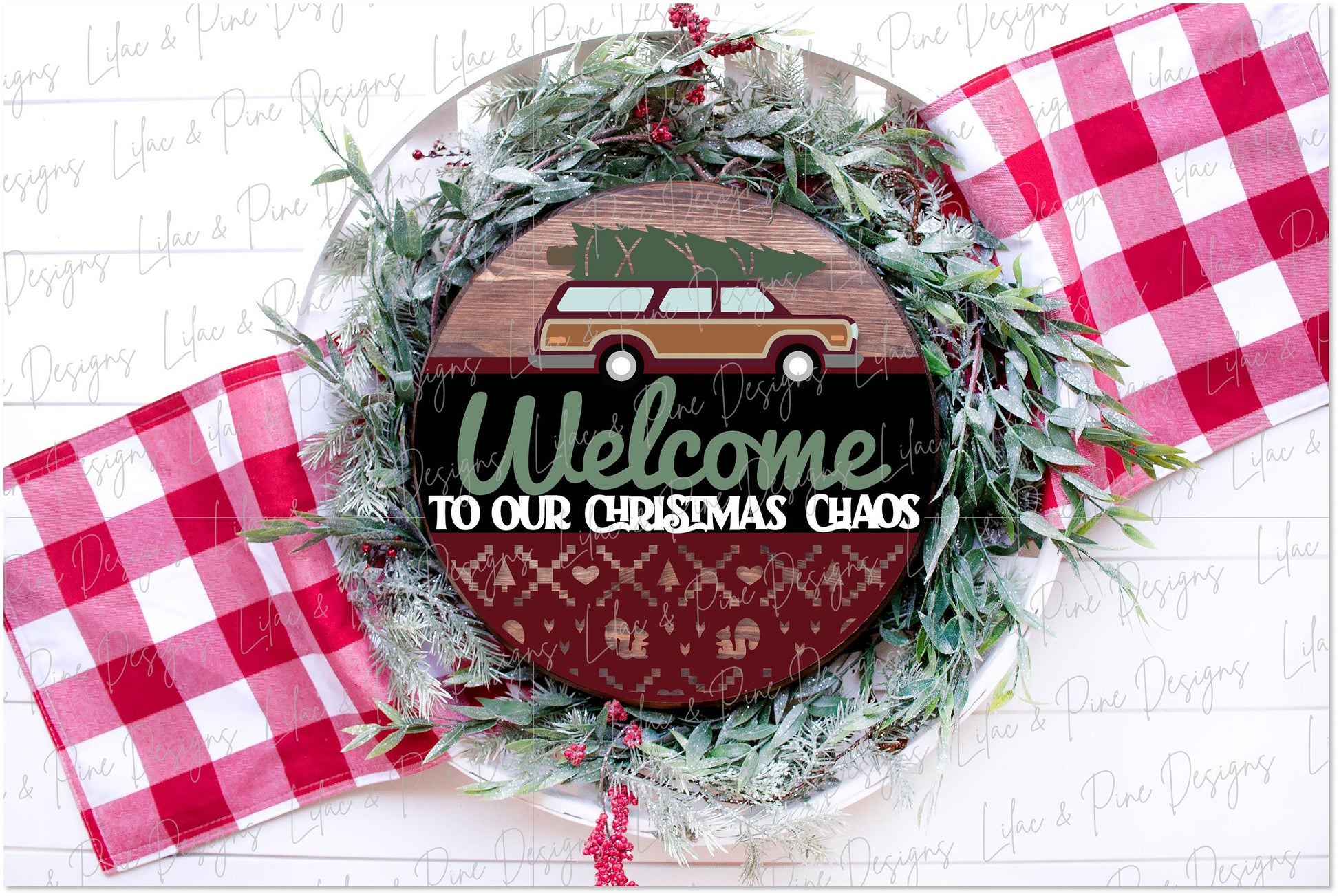 Christmas Chaos sign SVG, Christmas welcome sign SVG, Snarky Christmas door hanger SVG, Funny Christmas sign, Glowforge Svg, laser cut file