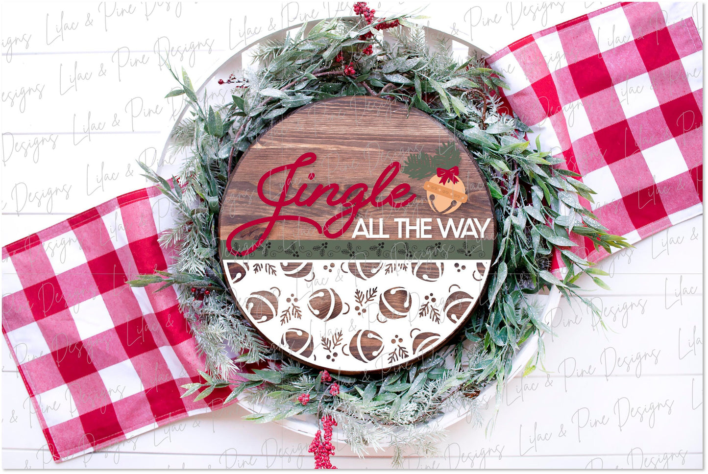 Jingle All the Way sign SVG, Christmas welcome sign SVG, Christmas door hanger SVG, Jingle Bells sign svg, Glowforge Svg, laser cut file