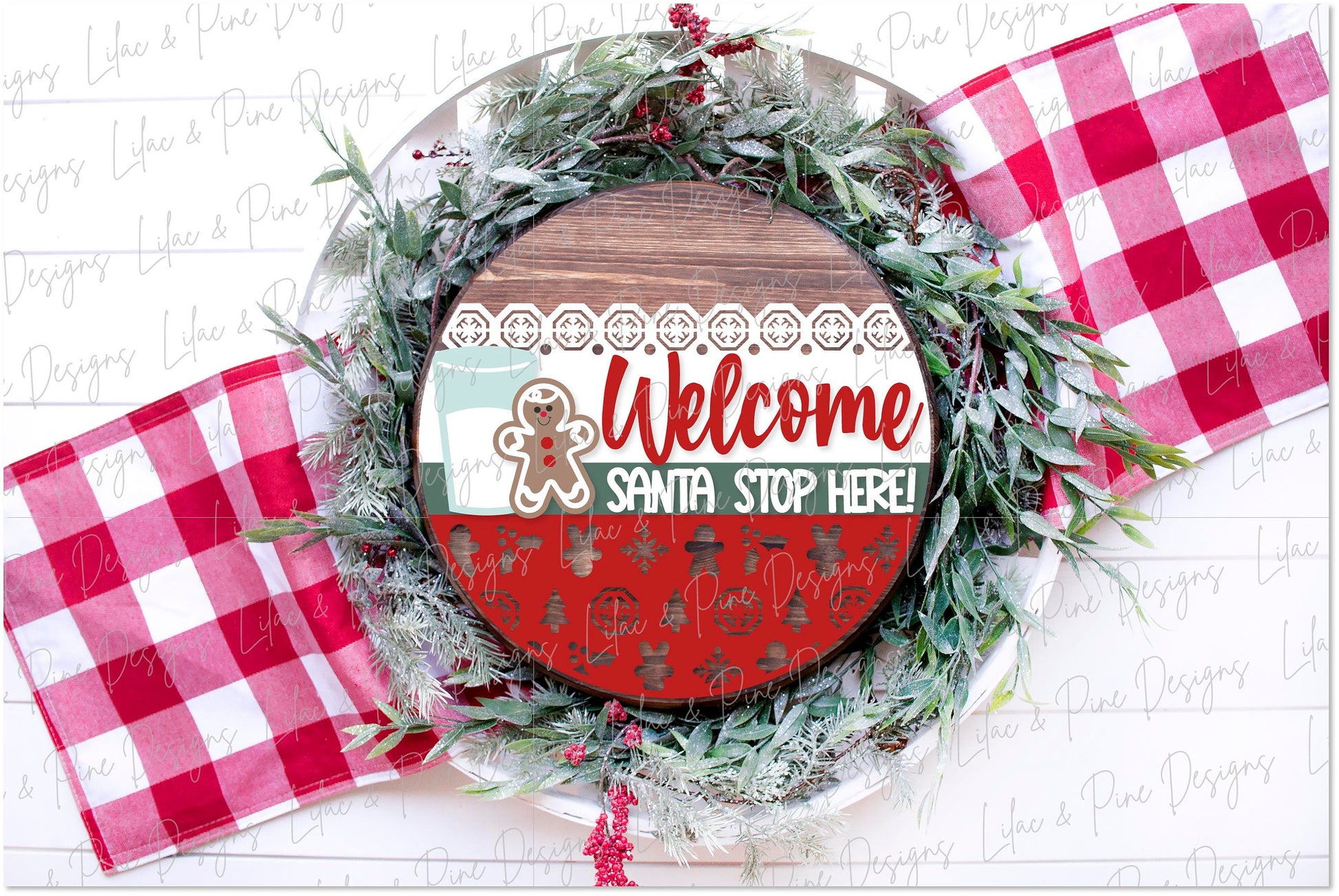 Santa Stop Here sign SVG, Santa welcome sign SVG, Christmas door hanger sign SVG, Milk and cookies sign svg, Glowforge Svg, laser cut file