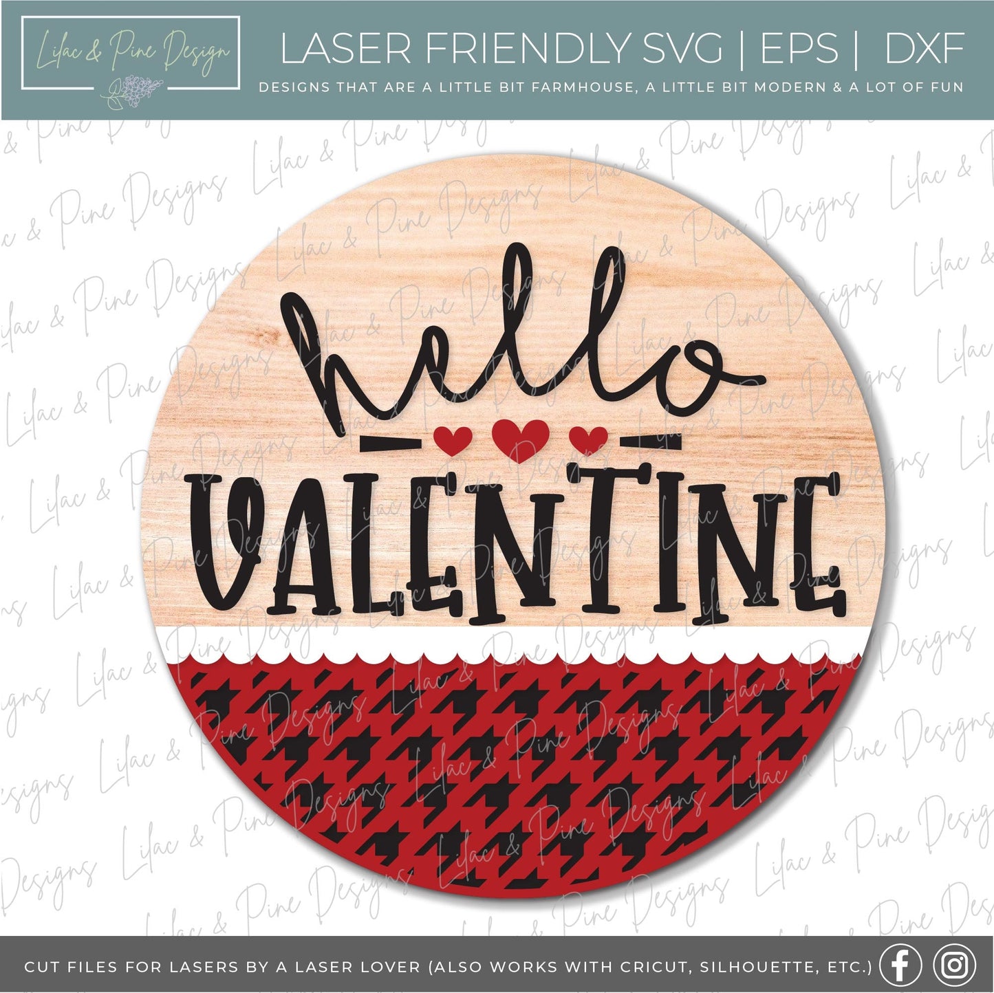 Hello Valentine sign SVG, Valentine door hanger, Valentines Welcome sign SVG, Valentines Day decor, Glowforge SVG, laser cut file