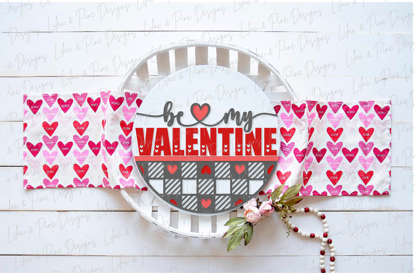 be my Valentine sign SVG, Valentine door hanger, Valentines Welcome sign SVG, plaid Valentines Day decor, Glowforge SVG, laser cut file
