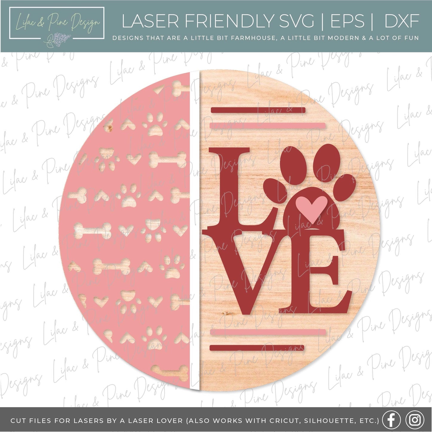Puppy Love sign SVG, Valentine Pet door hanger, Valentines Welcome, dog door round SVG, Valentines Day decor, Glowforge SVG, laser cut file