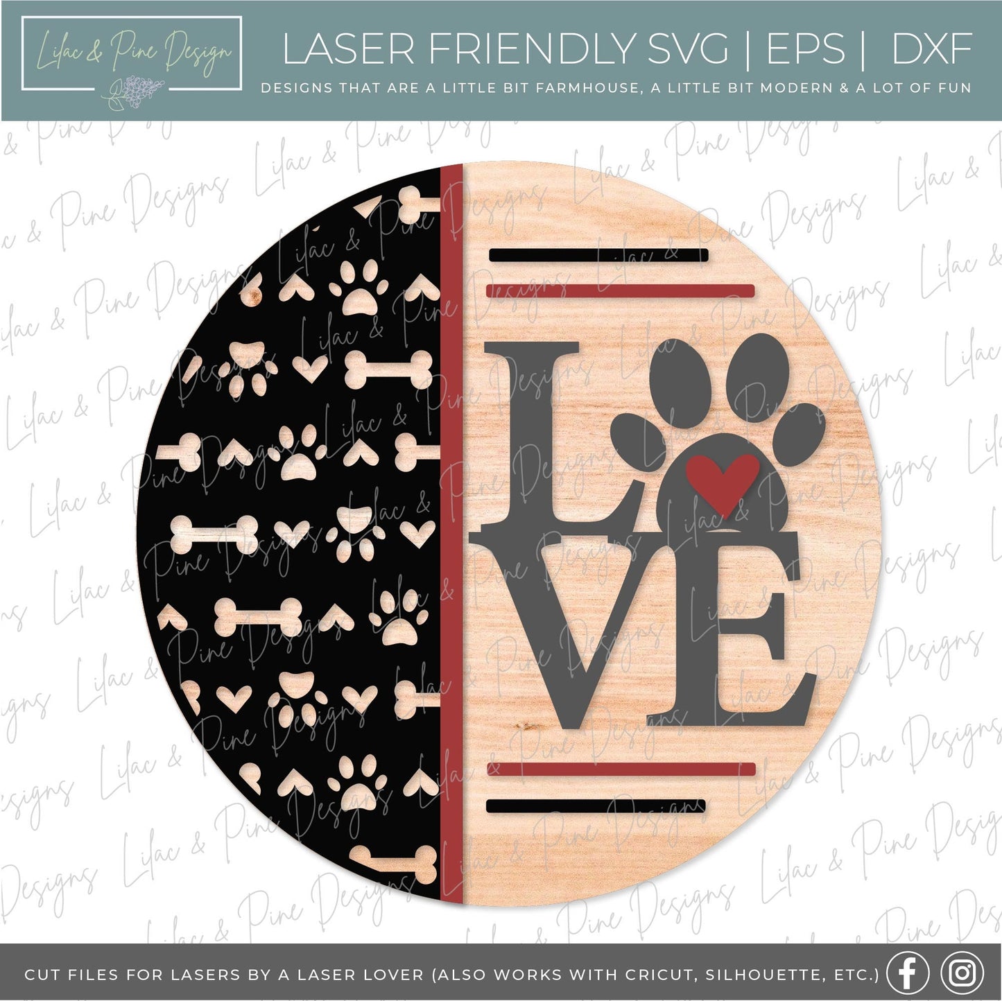 Puppy Love sign SVG, Valentine Pet door hanger, Valentines Welcome, dog door round SVG, Valentines Day decor, Glowforge SVG, laser cut file