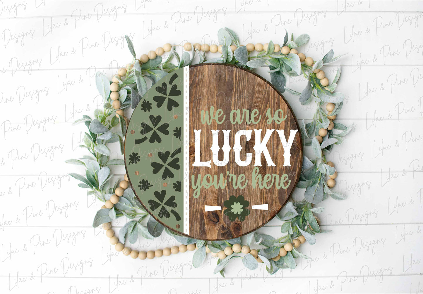 Lucky sign SVG, St Patricks Day door hanger, Shamrock Welcome sign SVG, lucky clover door round svg, Glowforge SVG, laser cut file