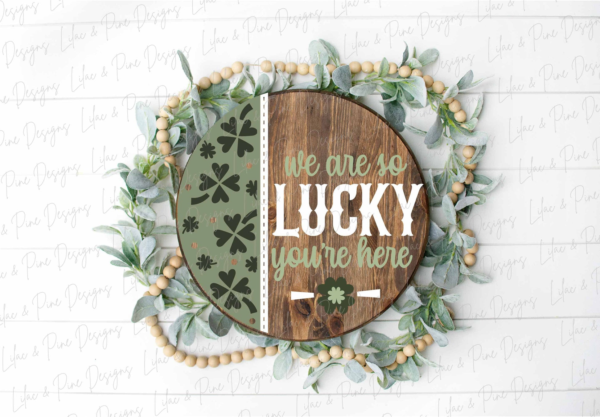 Lucky sign SVG, St Patricks Day door hanger, Shamrock Welcome sign SVG, lucky clover door round svg, Glowforge SVG, laser cut file