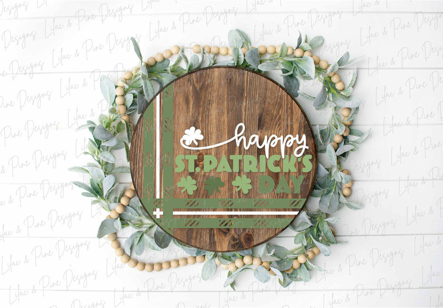 Happy St Patricks Day sign SVG, St Patricks Day door hanger, Shamrock Welcome sign SVG, clover door round svg, Glowforge SVG, laser cut file