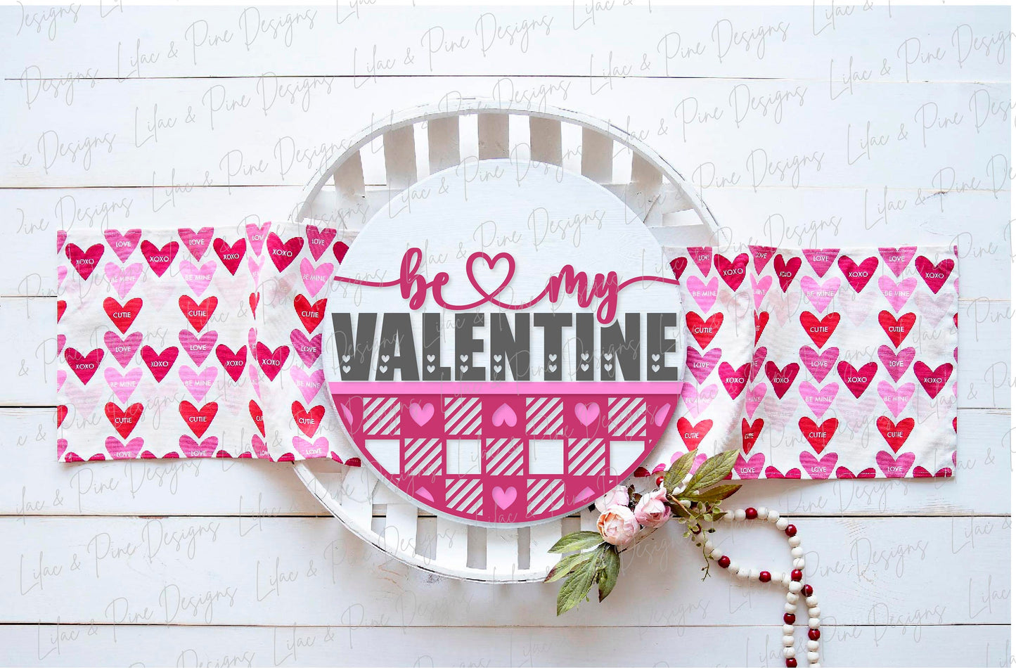 be my Valentine sign SVG, Valentine door hanger, Valentines Welcome sign SVG, plaid Valentines Day decor, Glowforge SVG, laser cut file